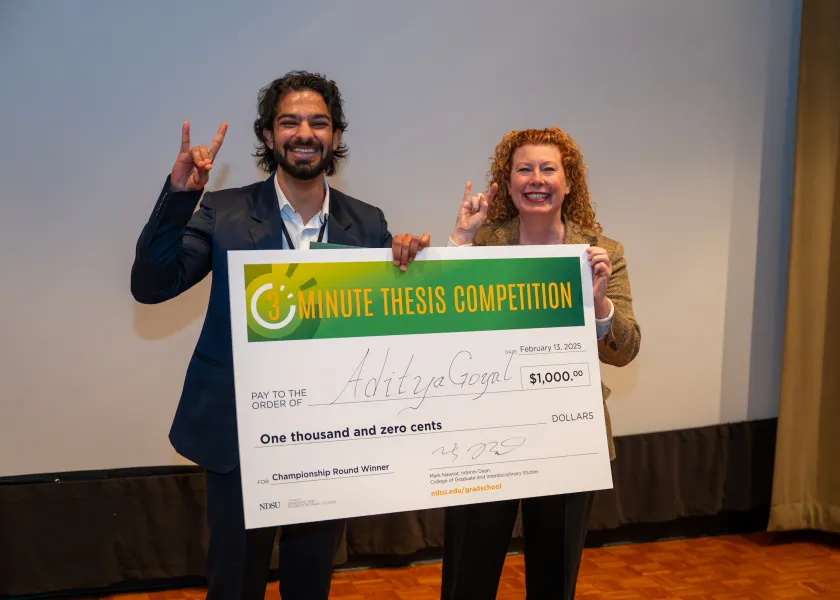 NDSU Three Minute Thesis winner Aditya Goyal