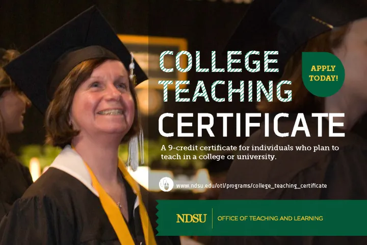 College Teaching Certificate Postcard