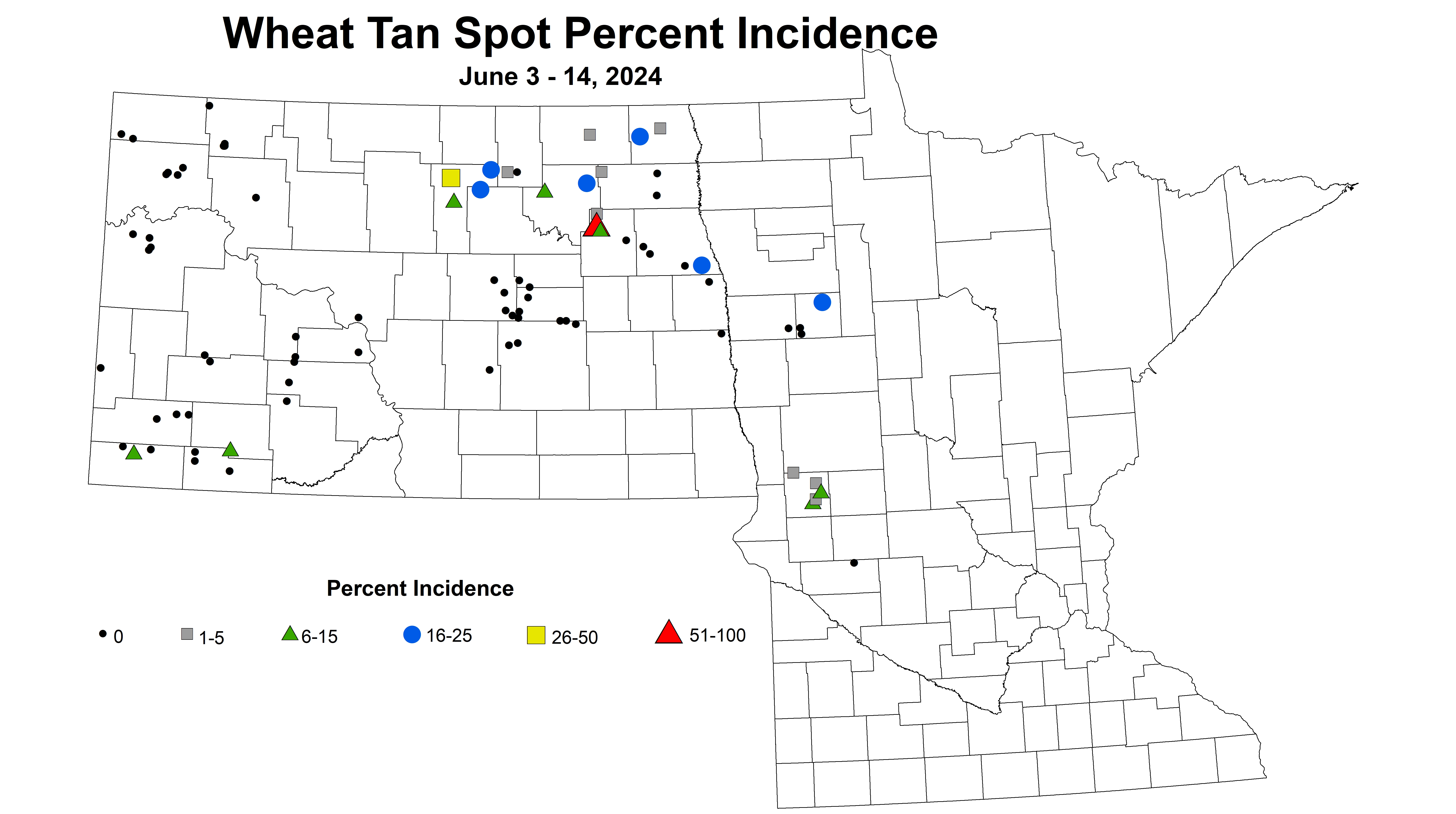wheat tan spot percent incidence 2024 6.3-6.14
