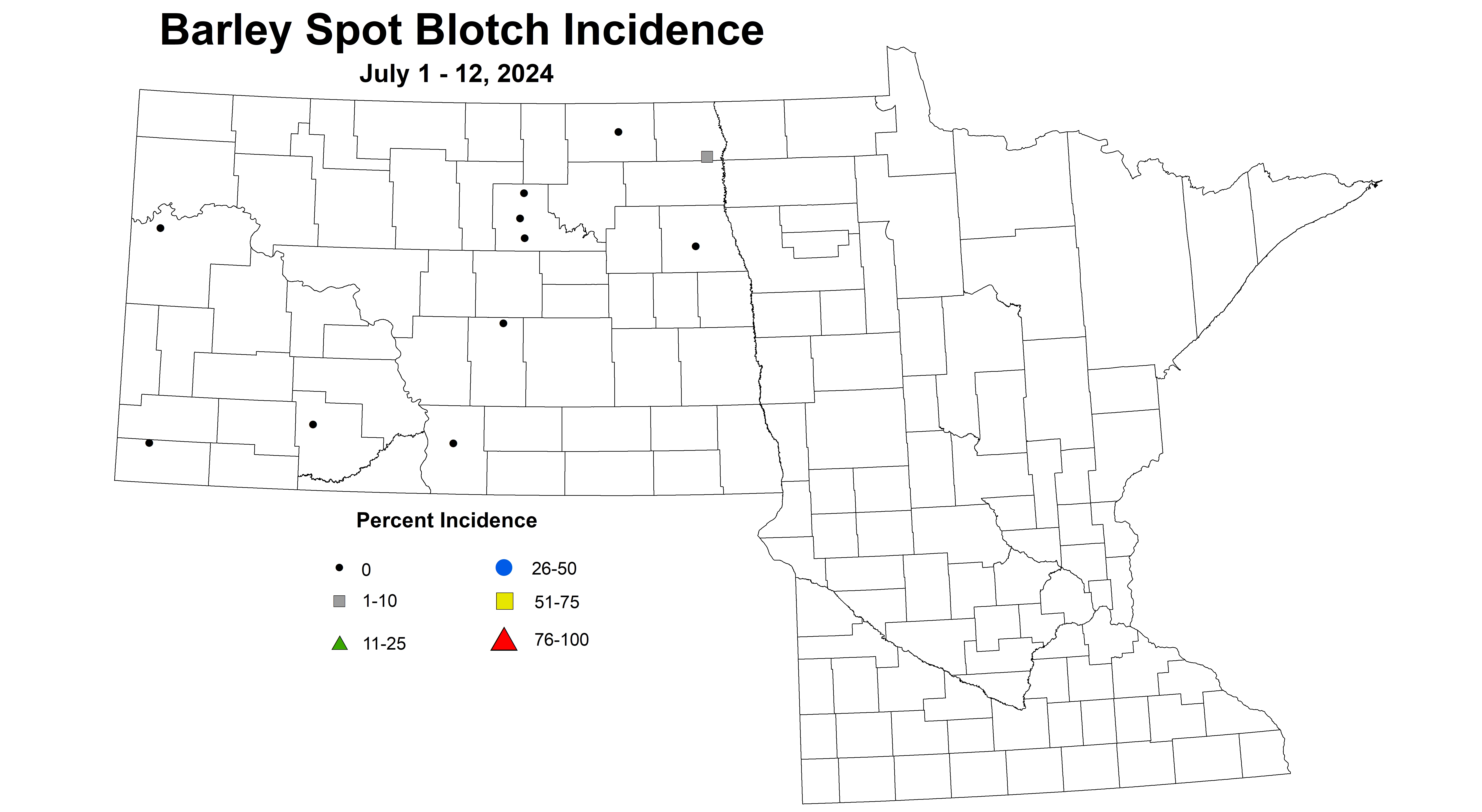 barley spot blotch incidence July 1-12 2024
