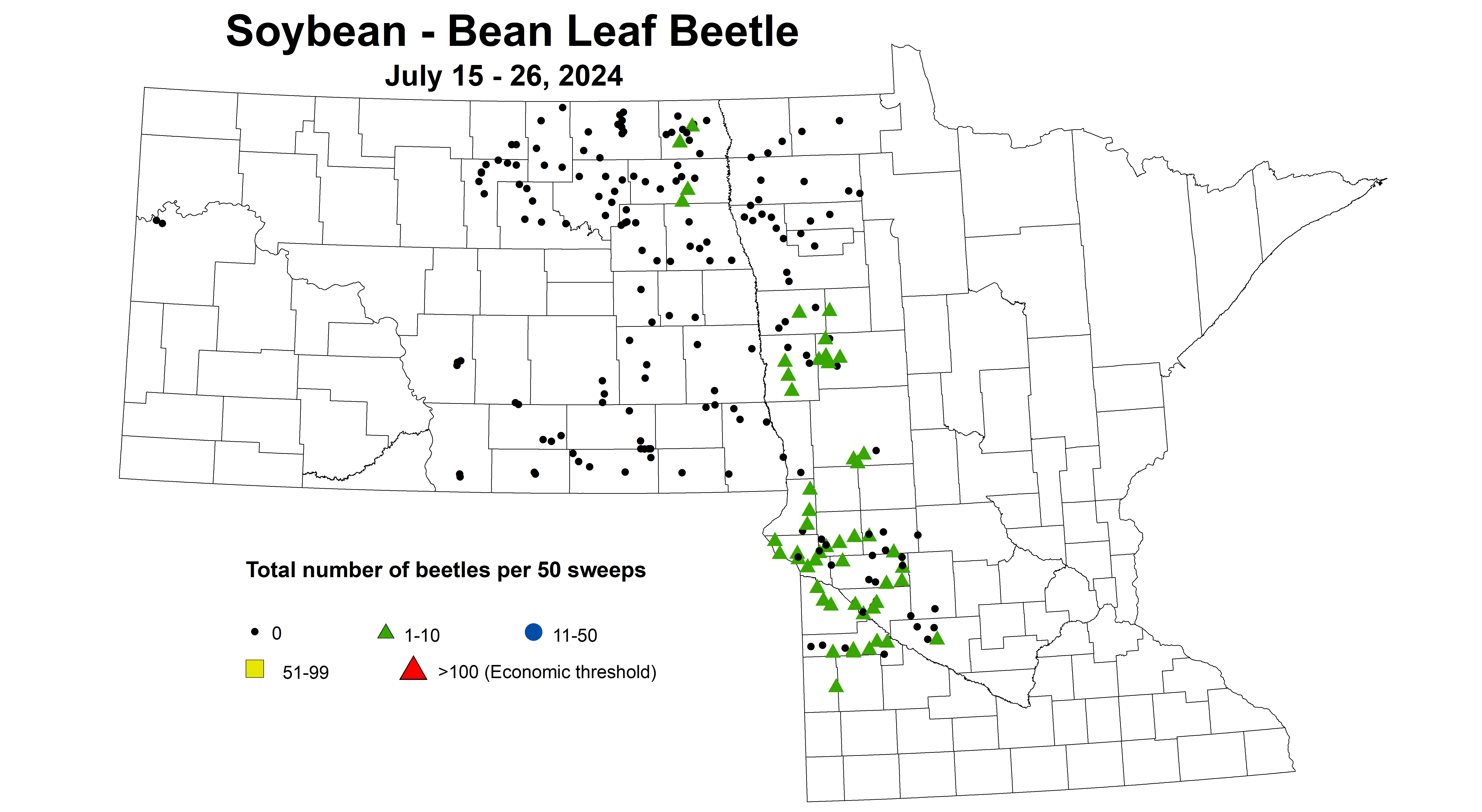 soybean BLB beetles per 50 sweeps July 15-26 2024