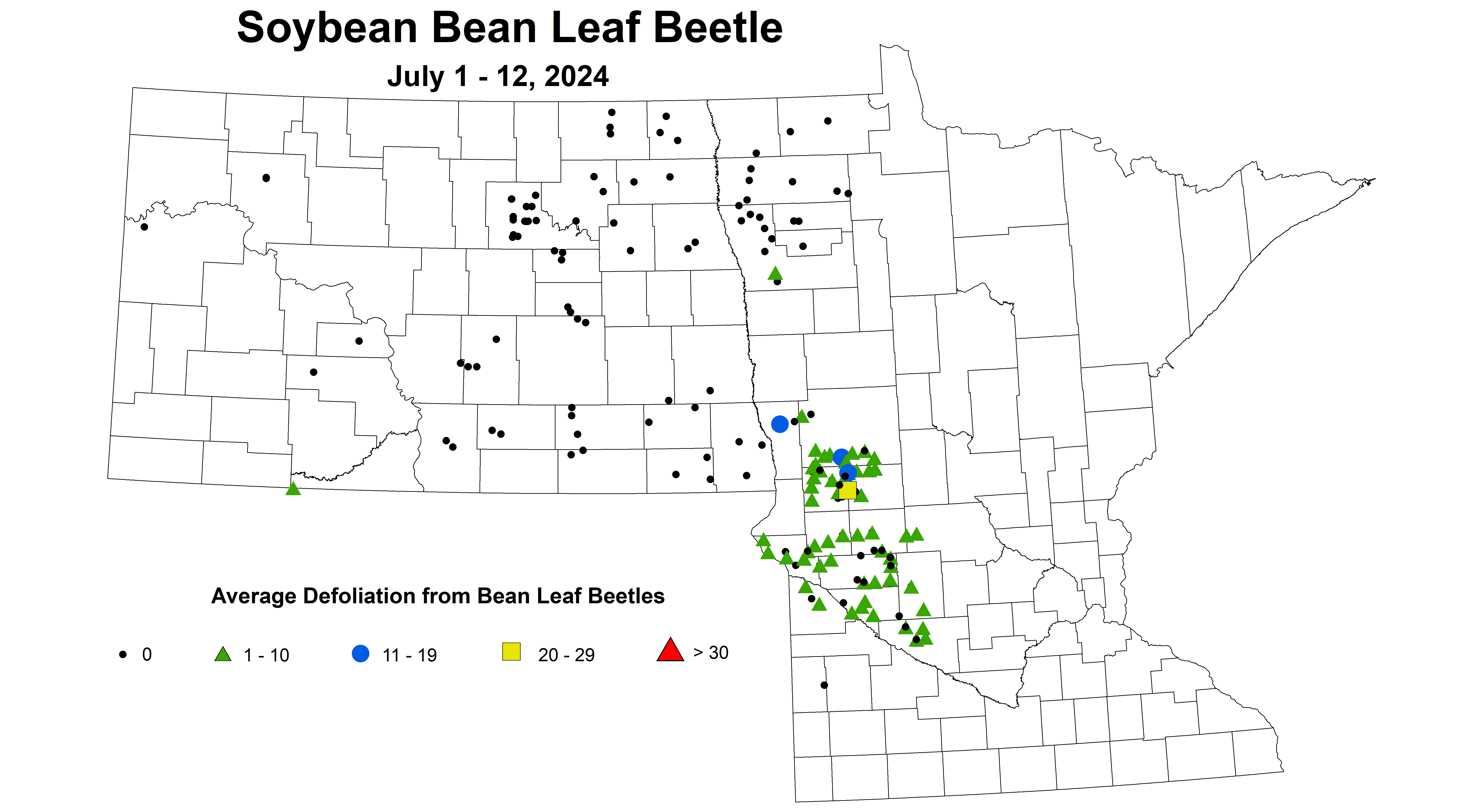 soybean BLB defoliation July 1-12 2024
