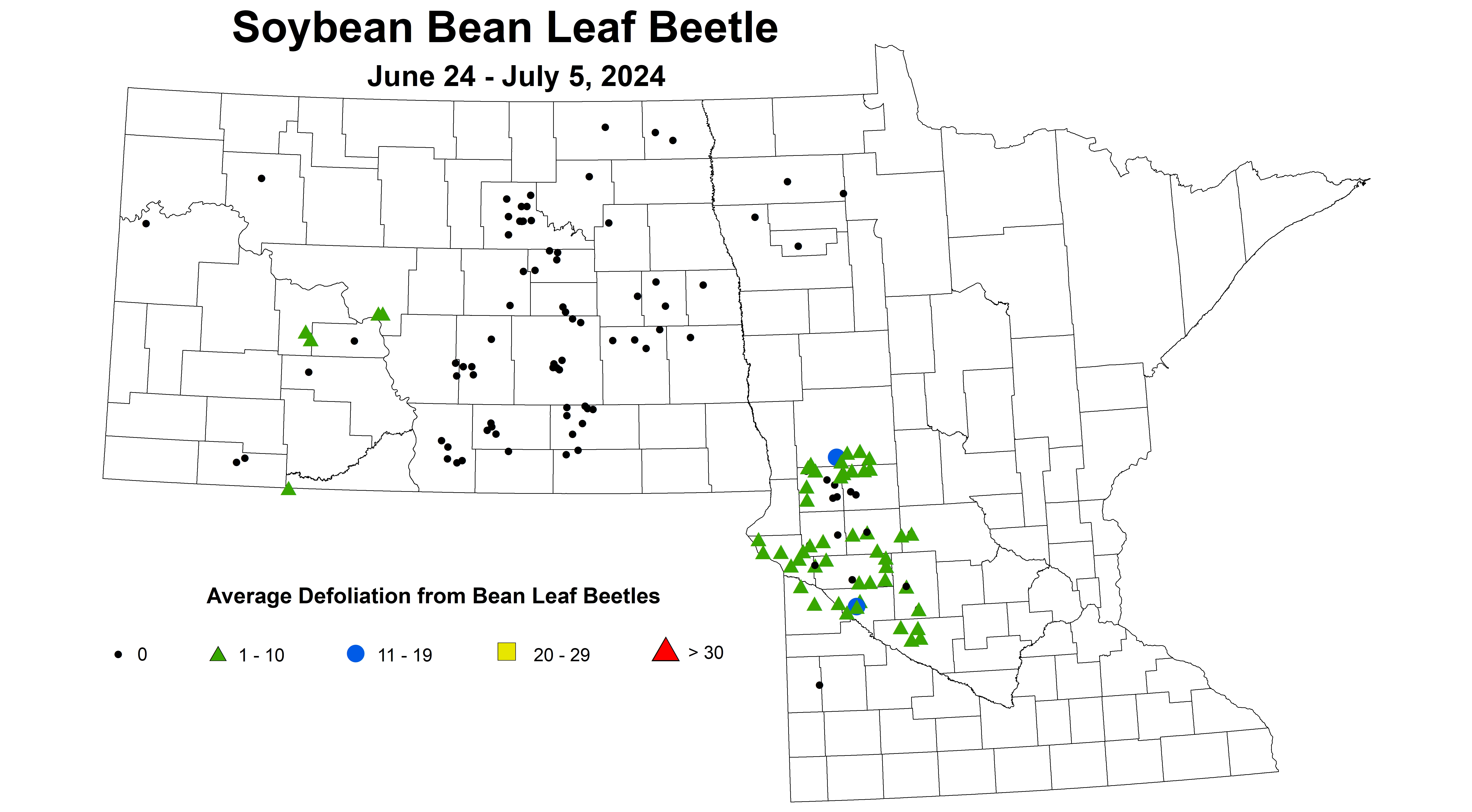 soybean BLB defoliation June 24 to July 5 2024