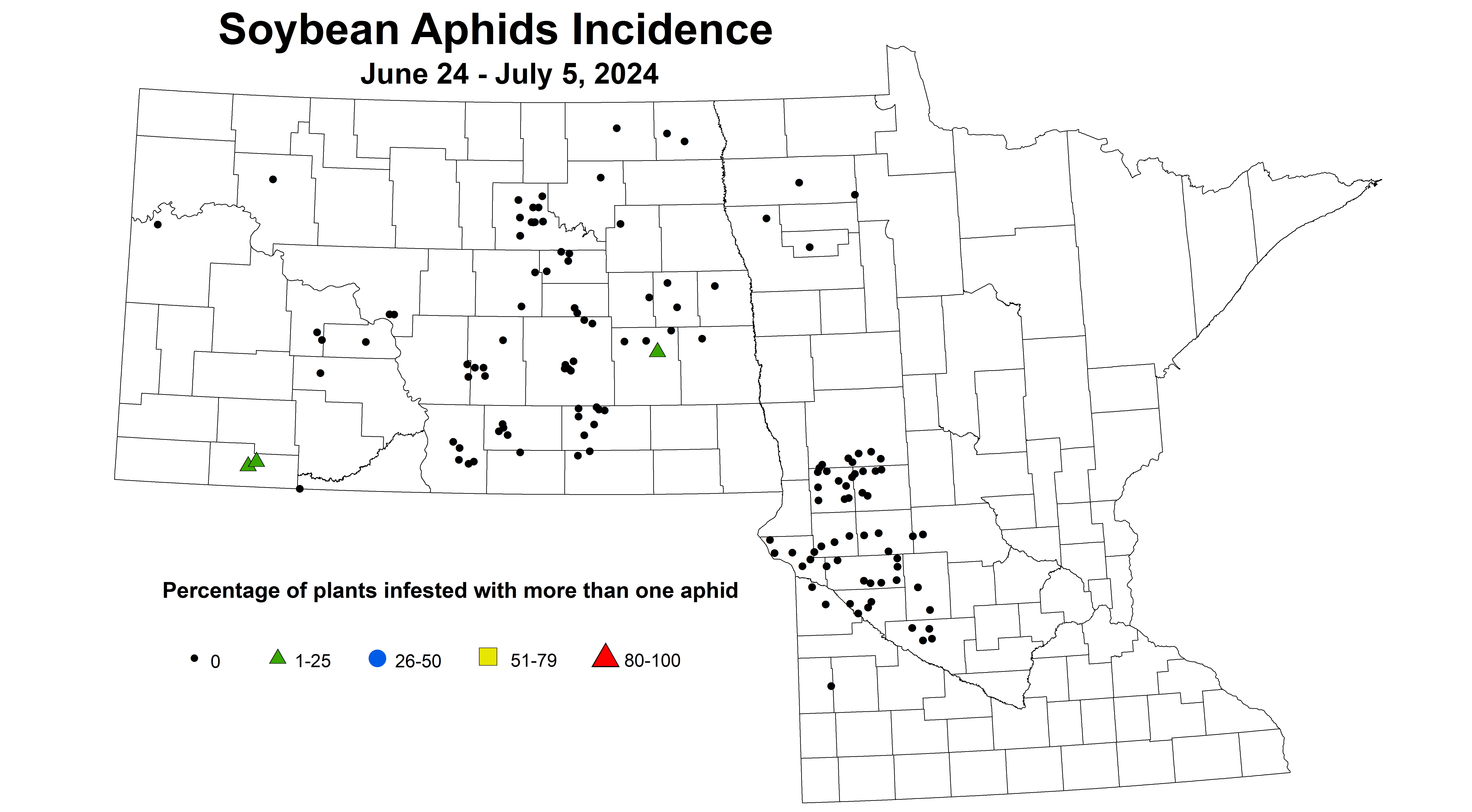soybean aphids incidence June 24 to July 5 2024