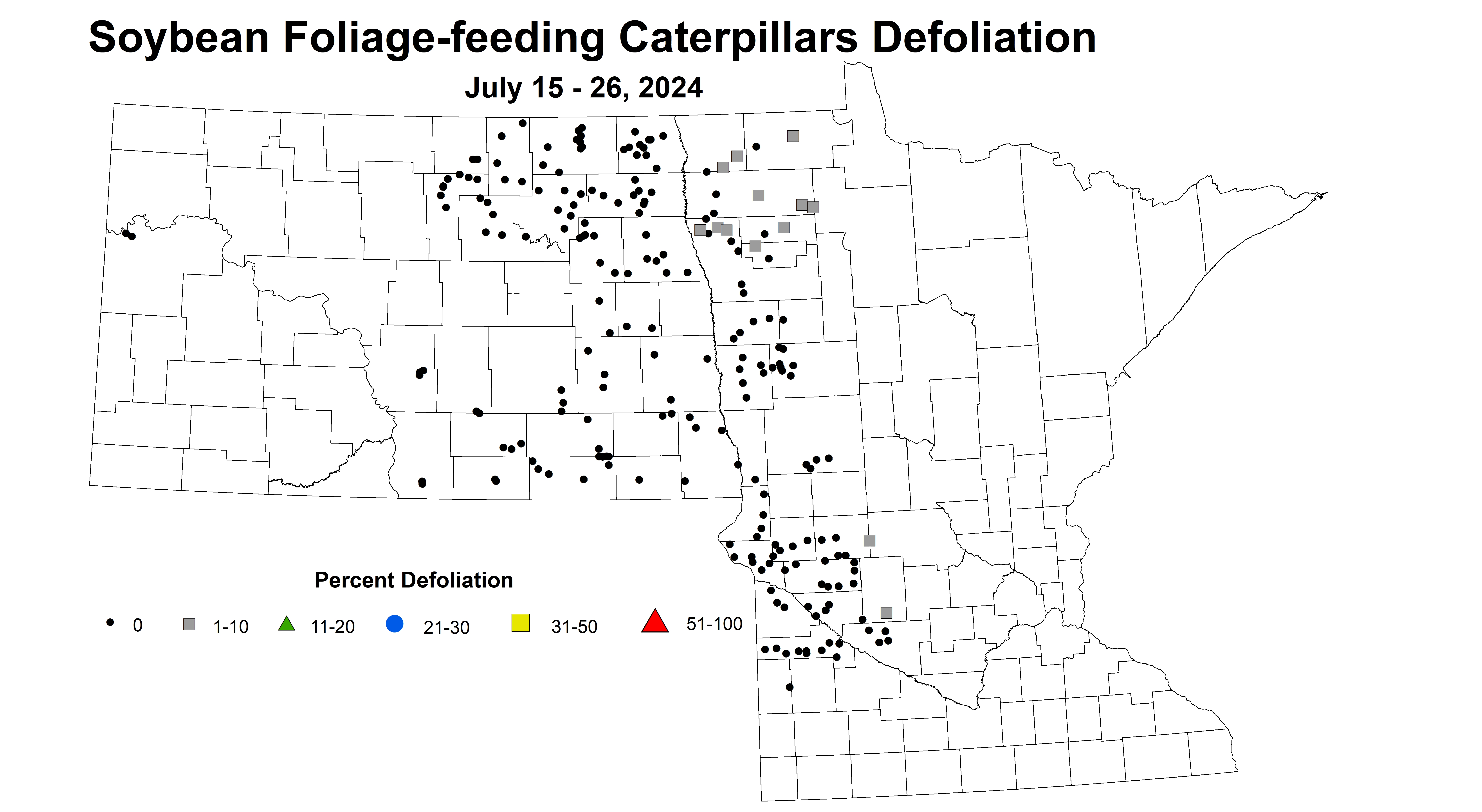 soybean caterpillar defoliation July 15-26 2024