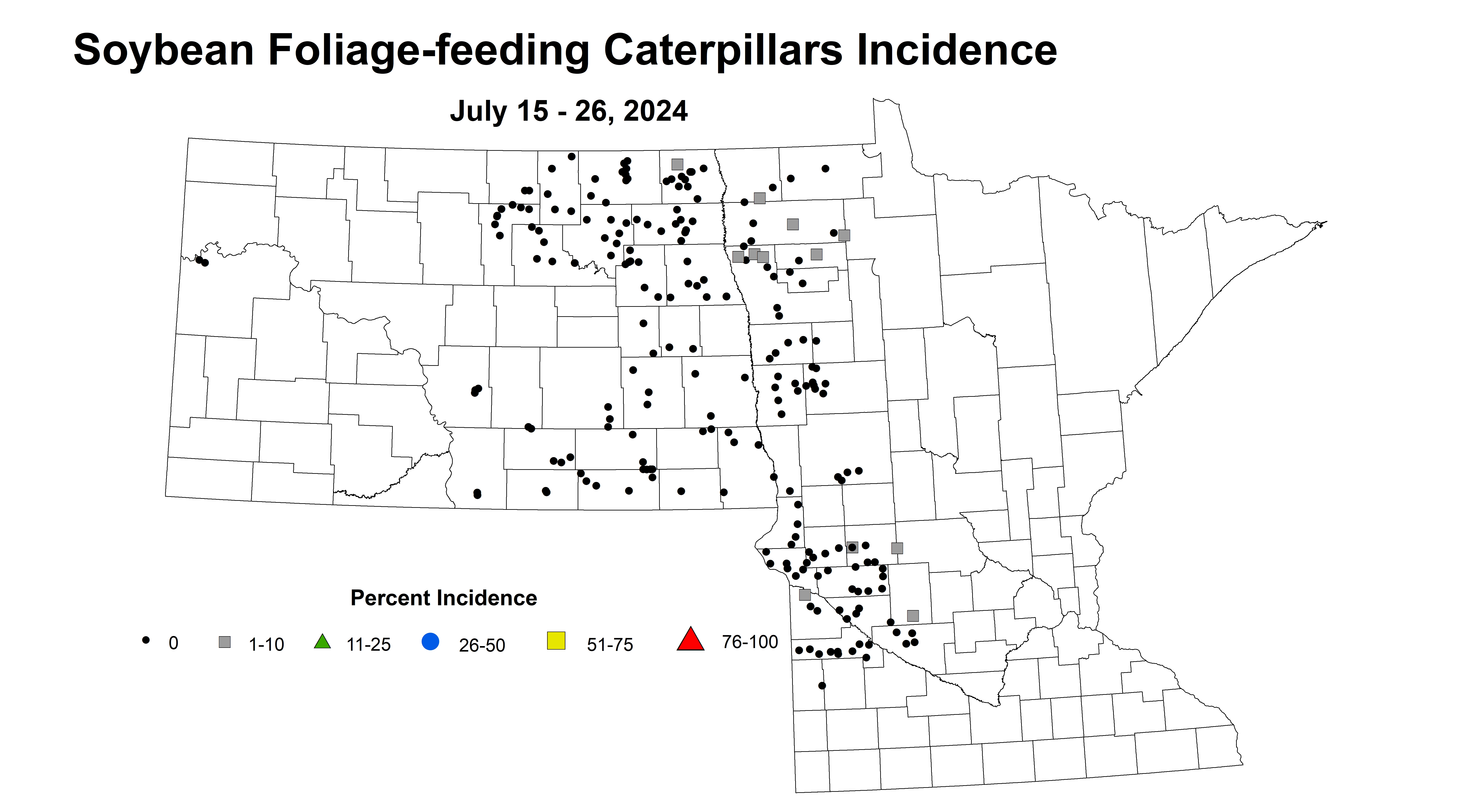 soybean caterpillar incidence July 15-26 2024