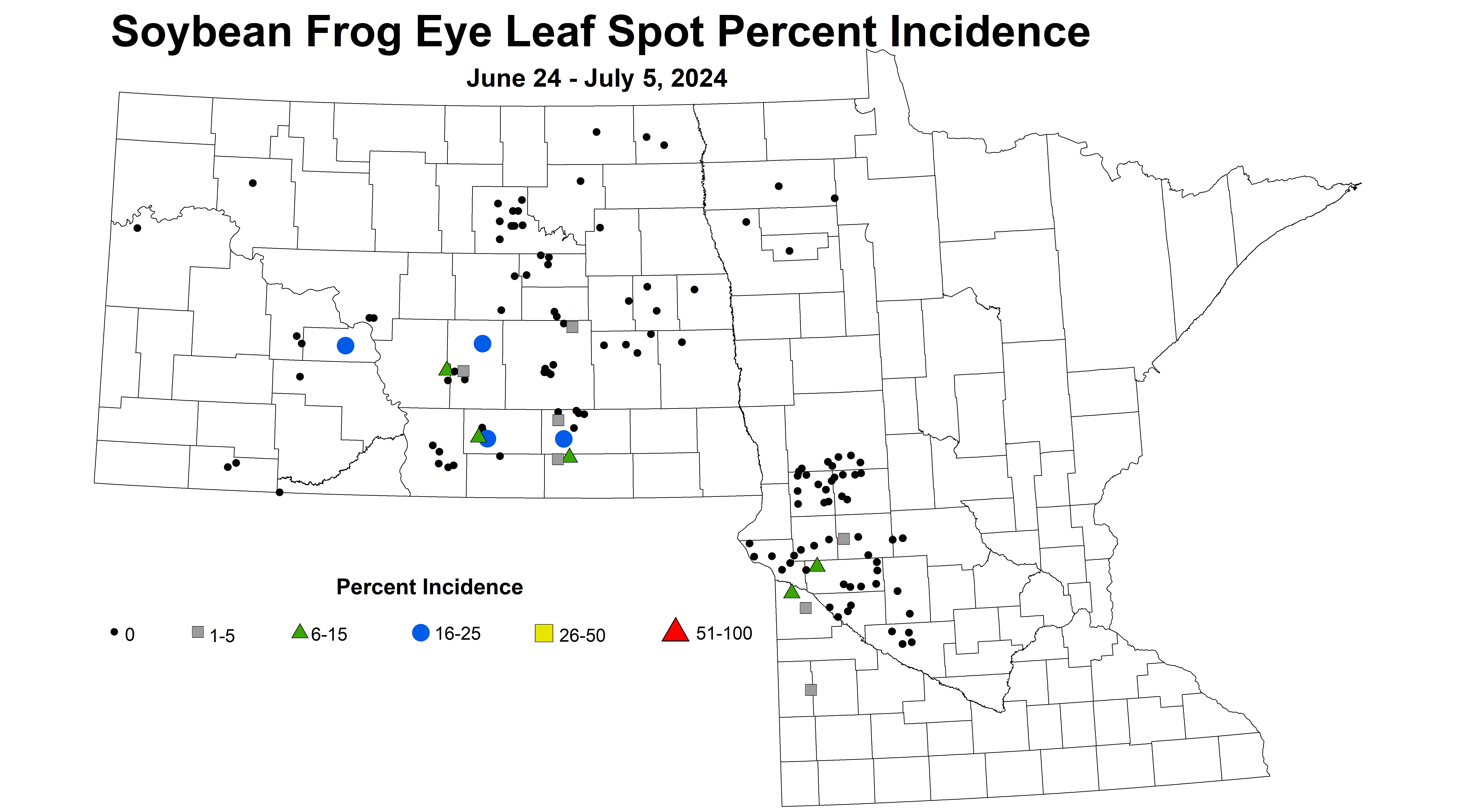 soybean frog eye leaf spot incidence June 24 to July 5 2024