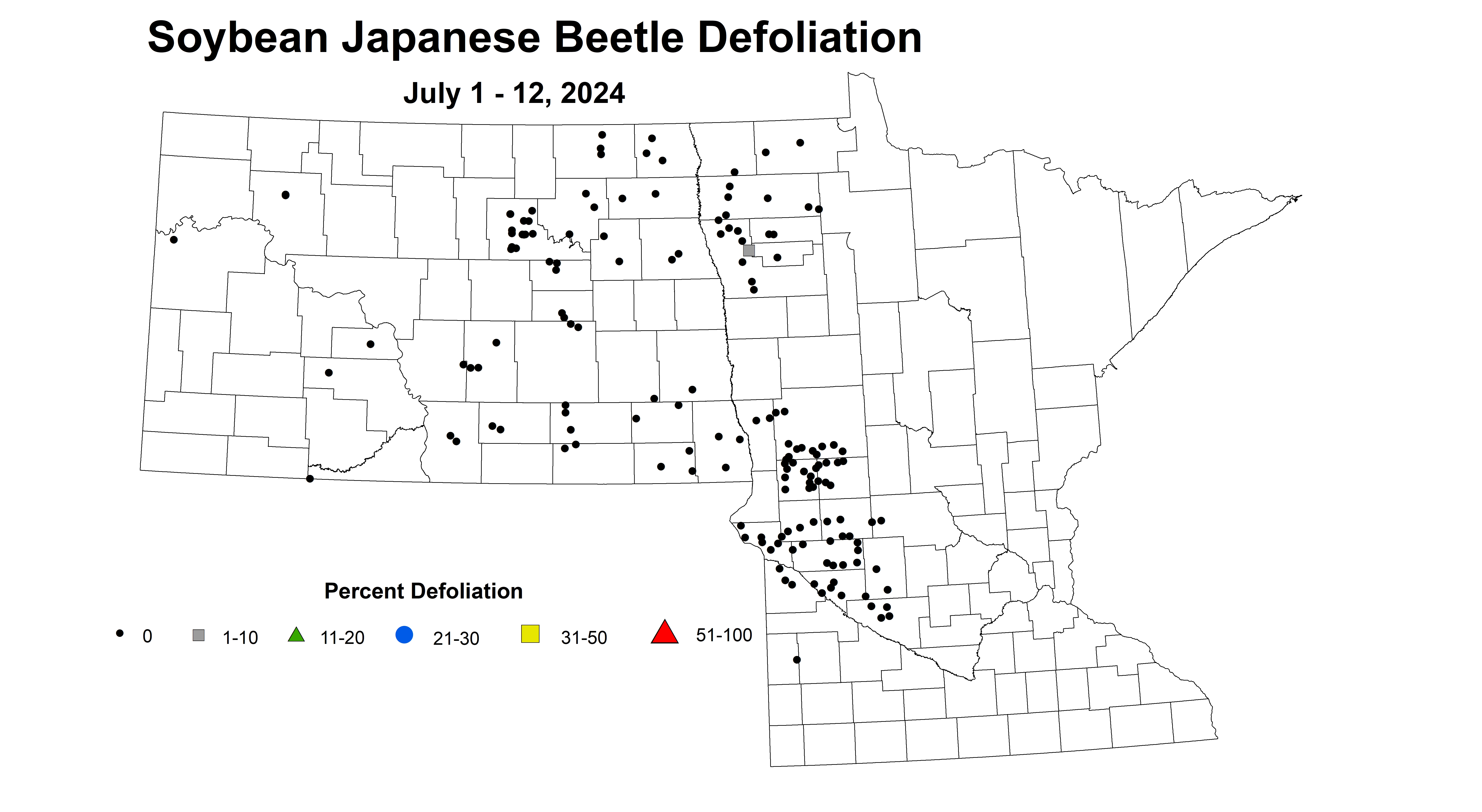 soybean japanese beetle defoliation July 1-12 2024
