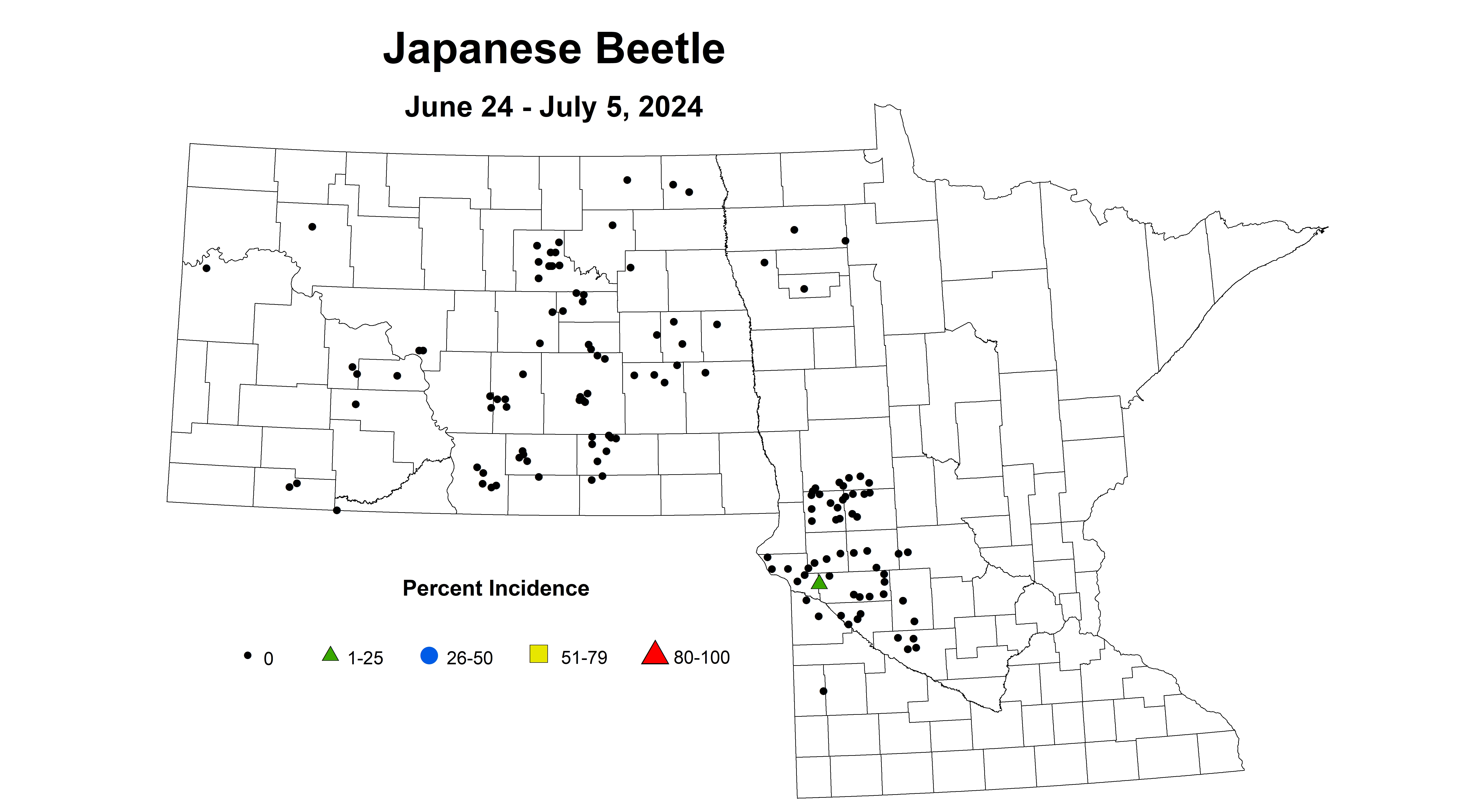 soybean japanese beetle incidence June 24 to July 5 2024