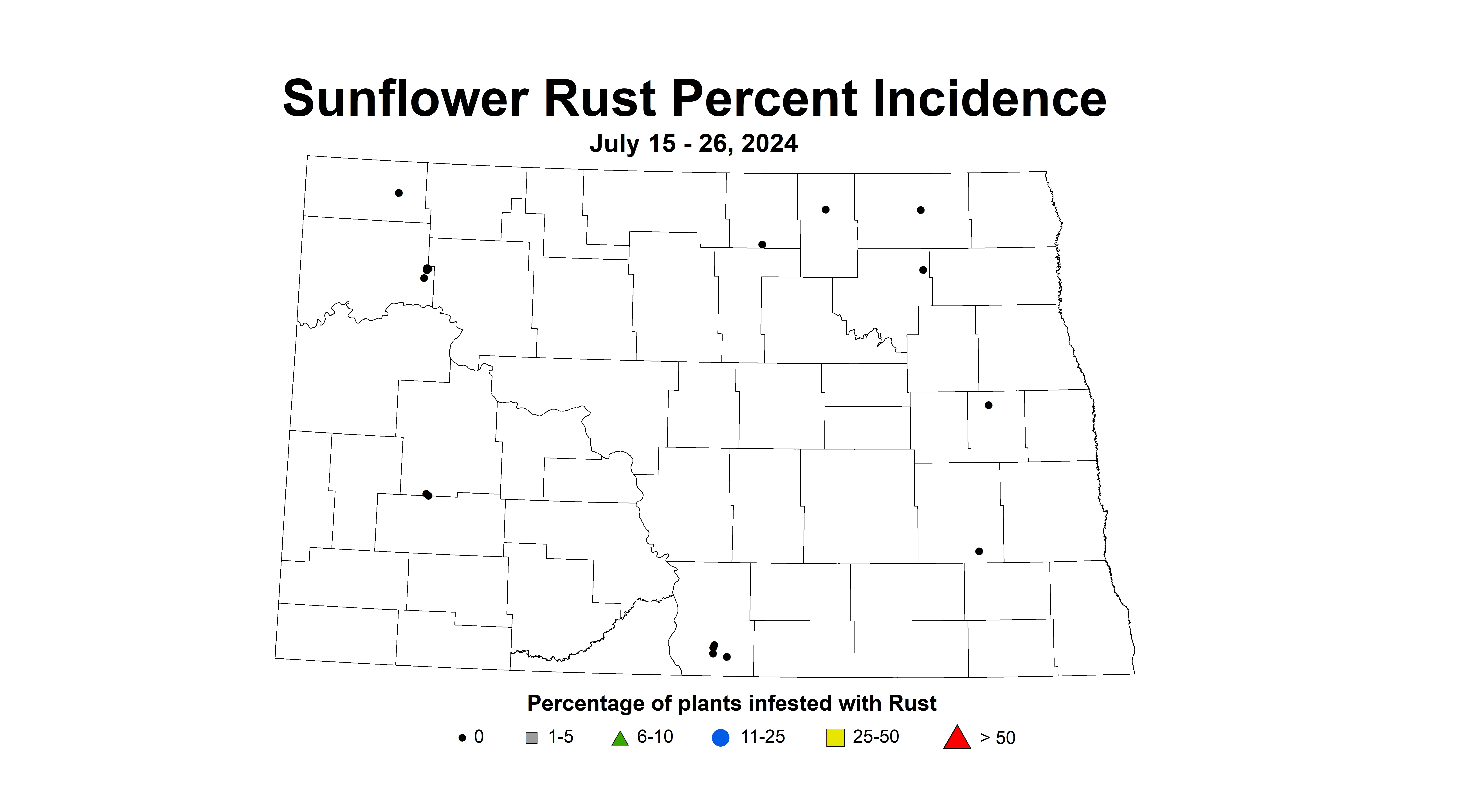 sunflower rust incidence July 15 - 26 2024