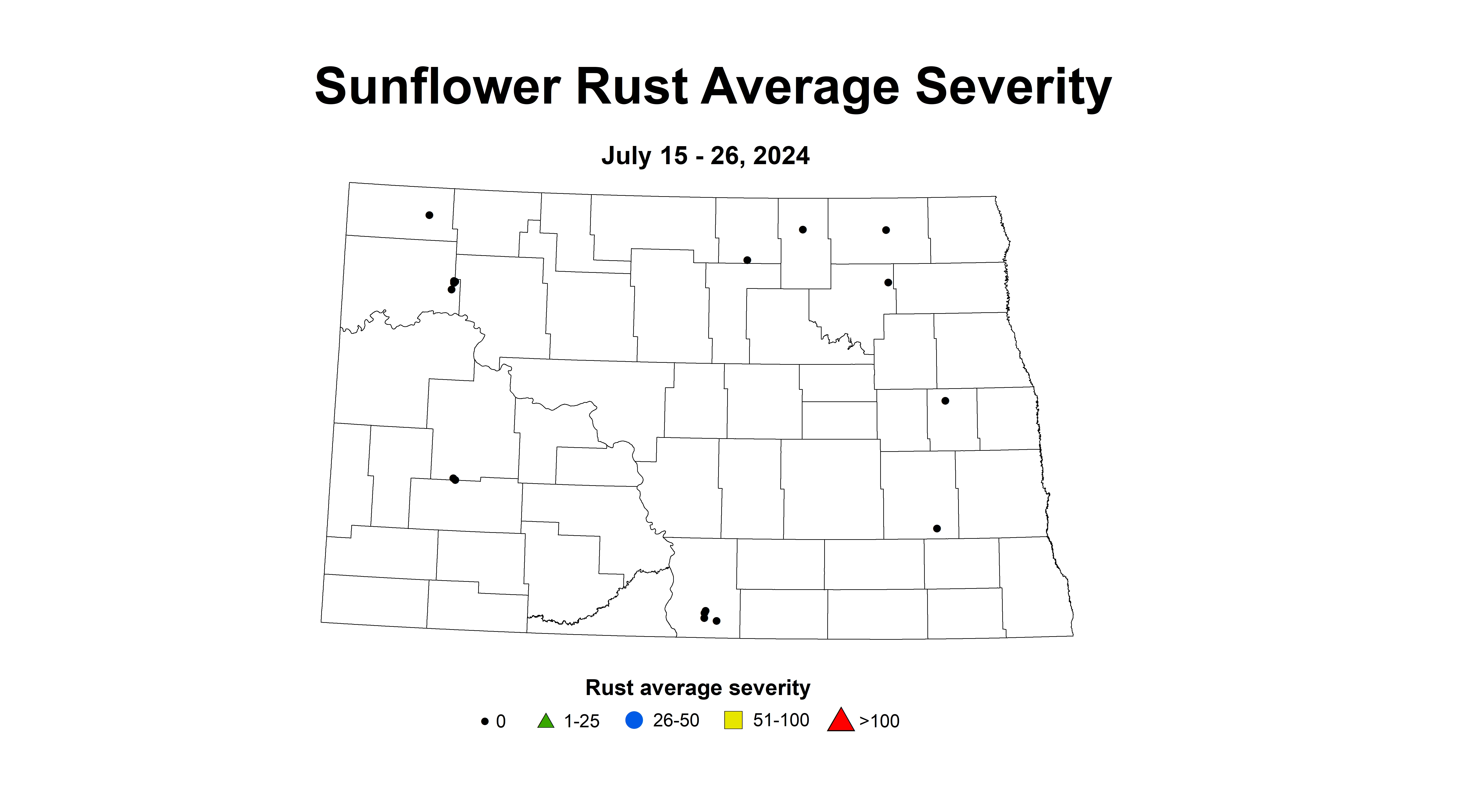 sunflower rust severity July 15 - 26 2024