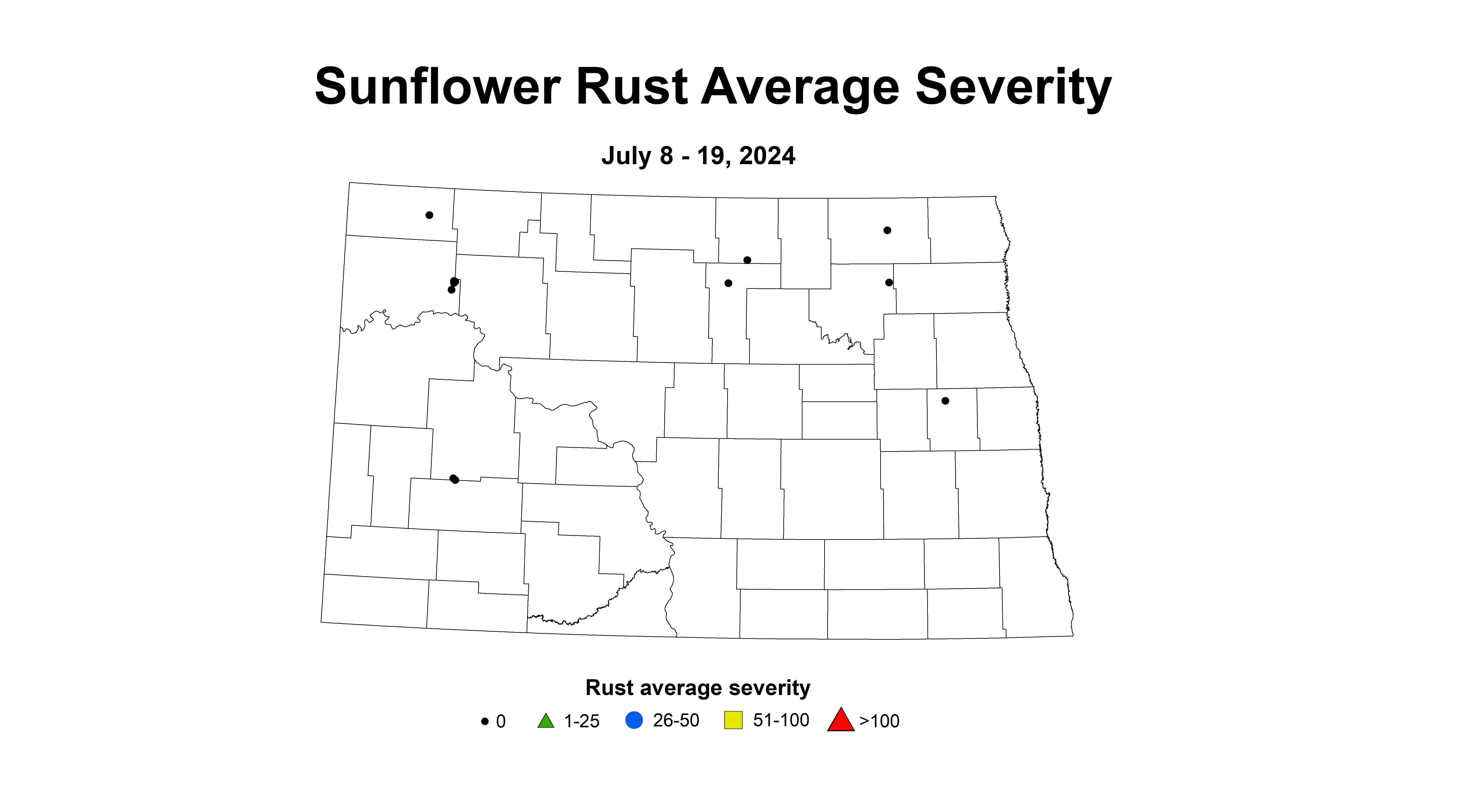 sunflower rust severity July 8 - 19 2024