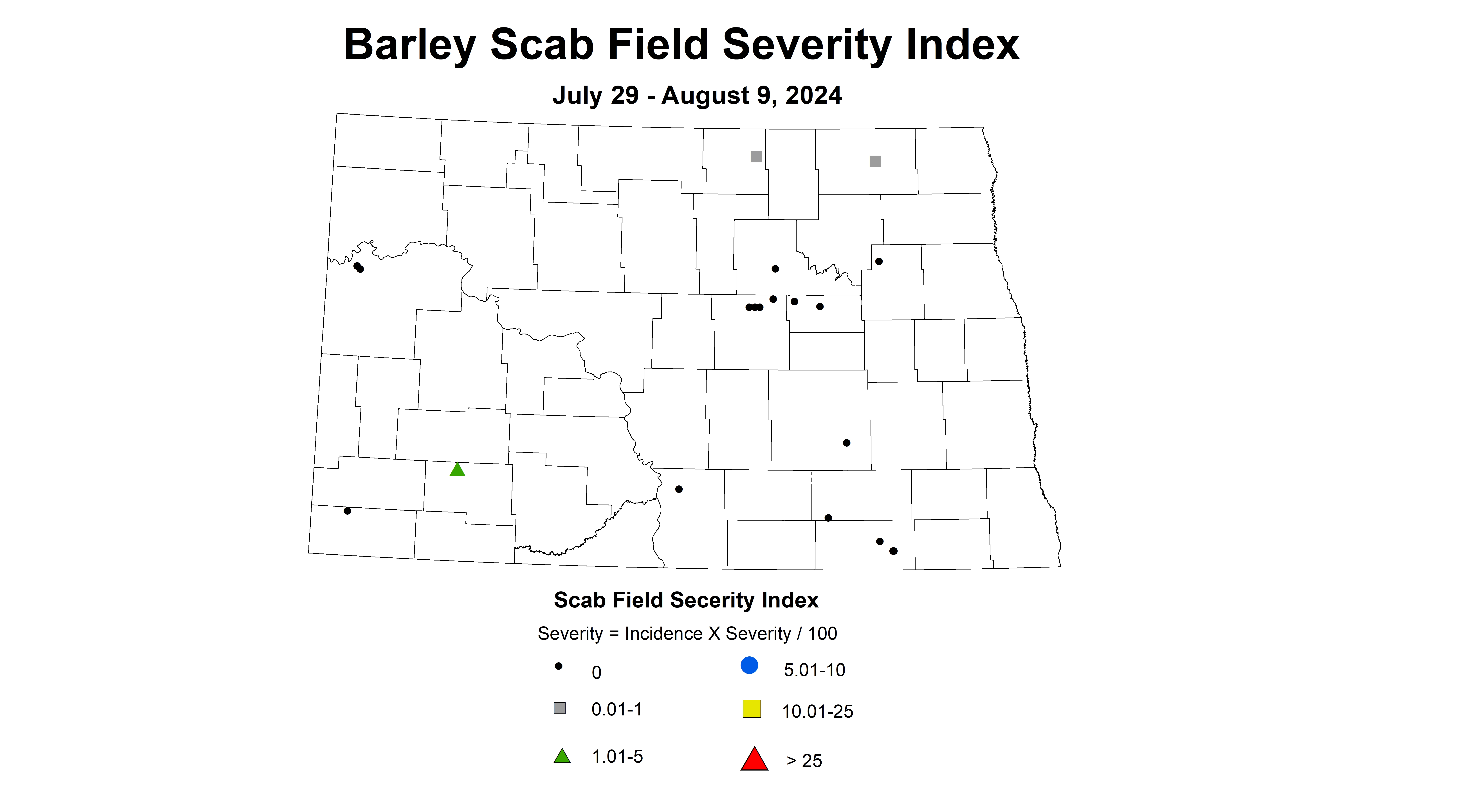 barley scab index July 29 - August 9 2024