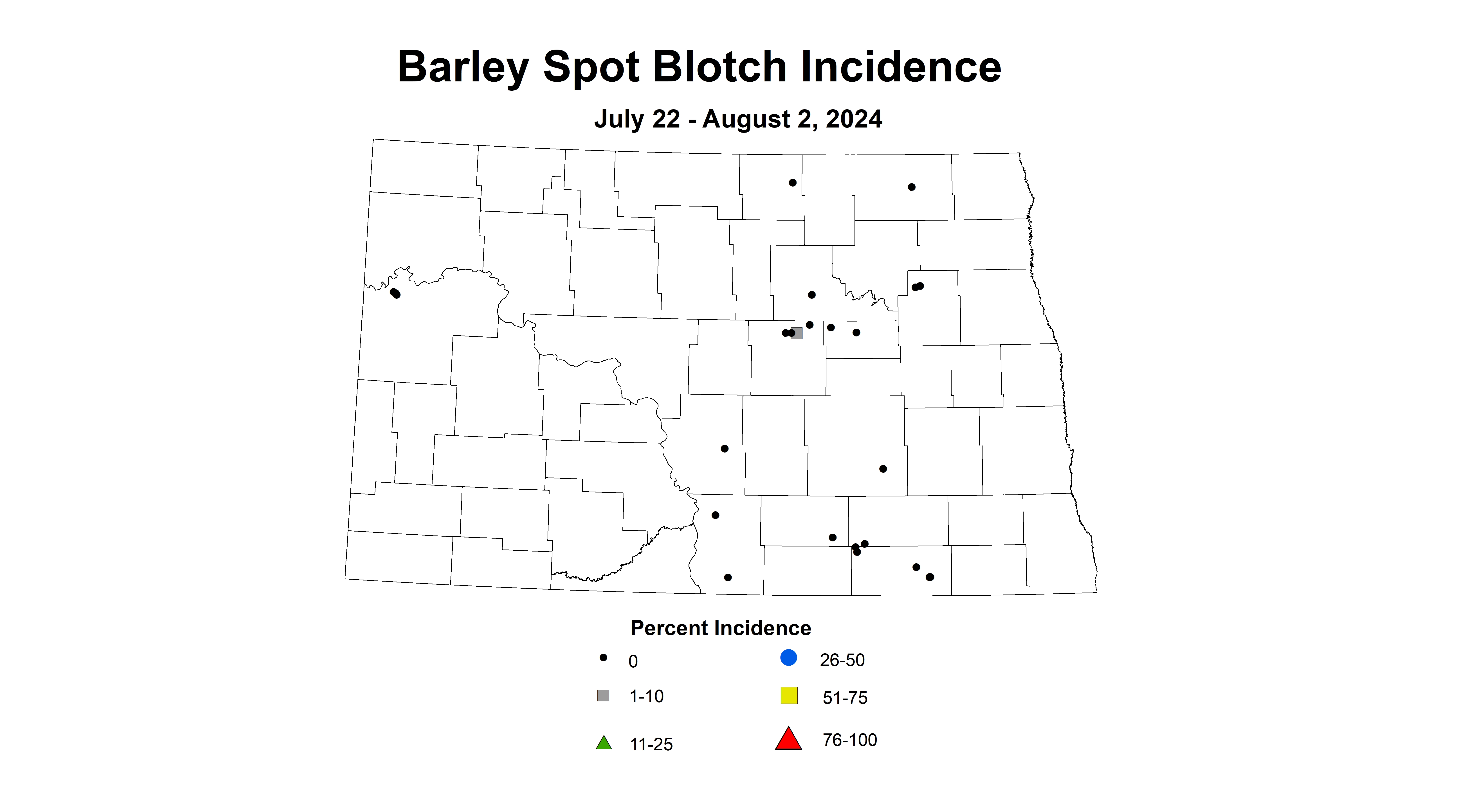 barley spot blotch incidence July 22 - August 2 2024