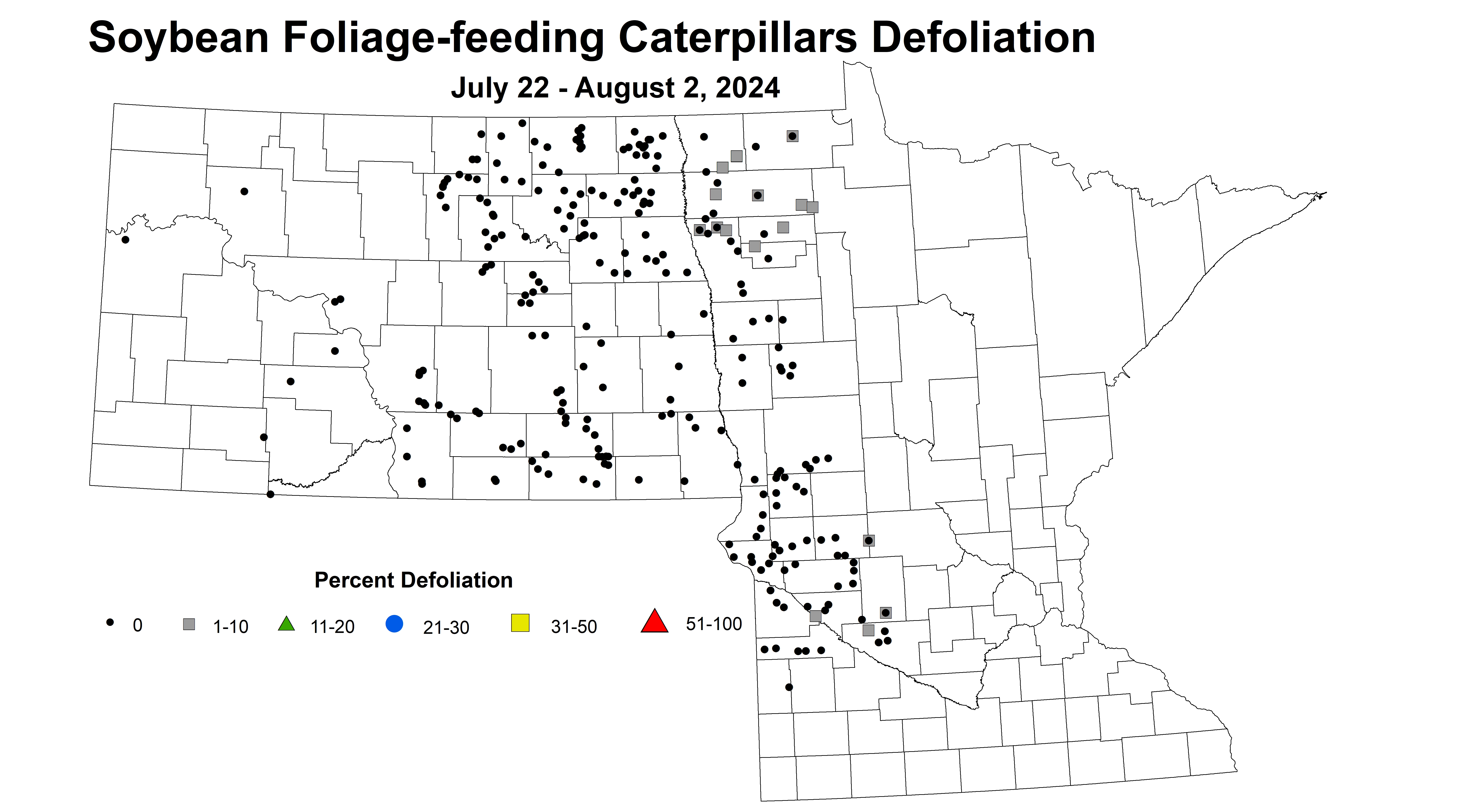 soybean caterpillar defoliation July 22 - August 2 2024