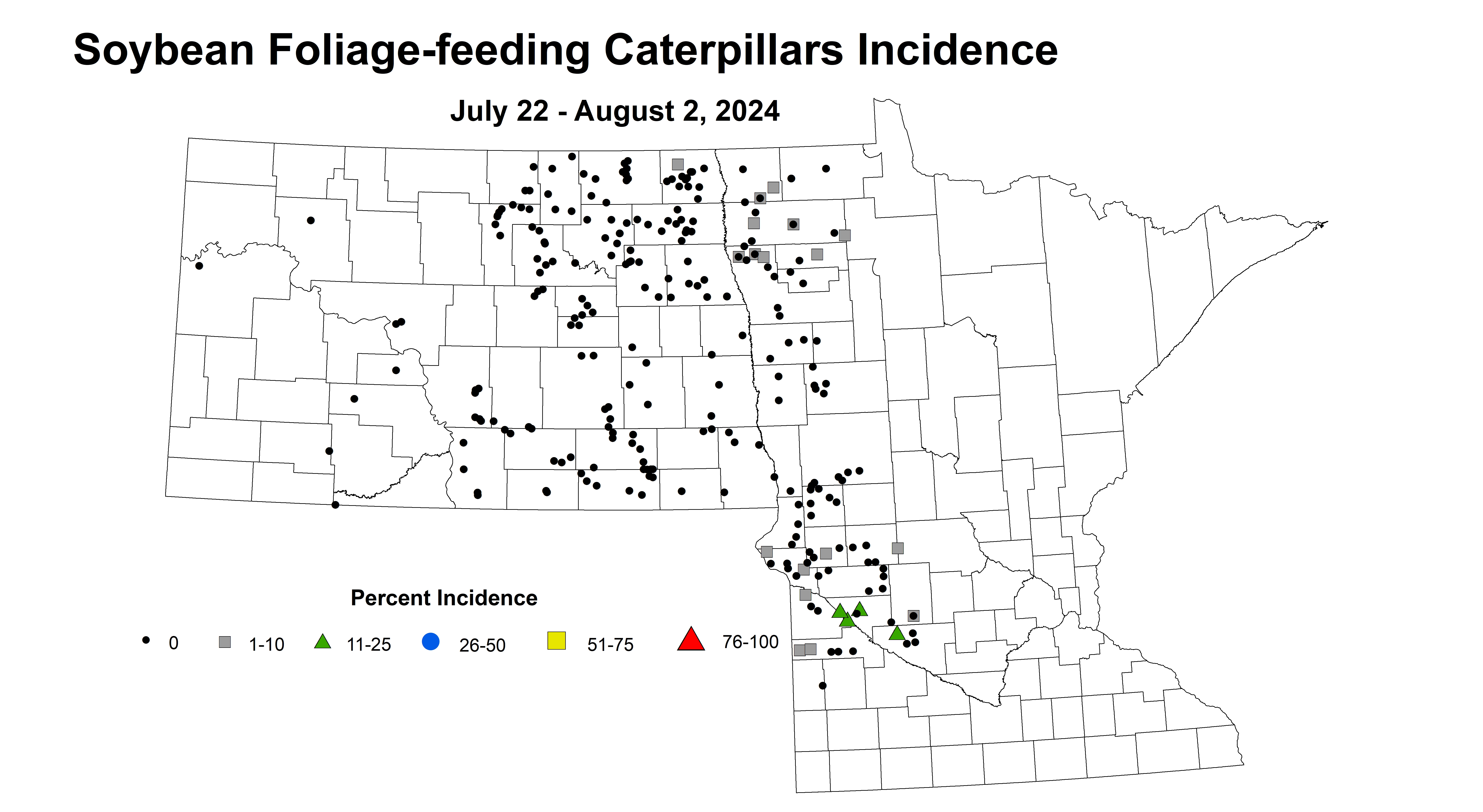 soybean caterpillars incidence July 22 - August 2 2024