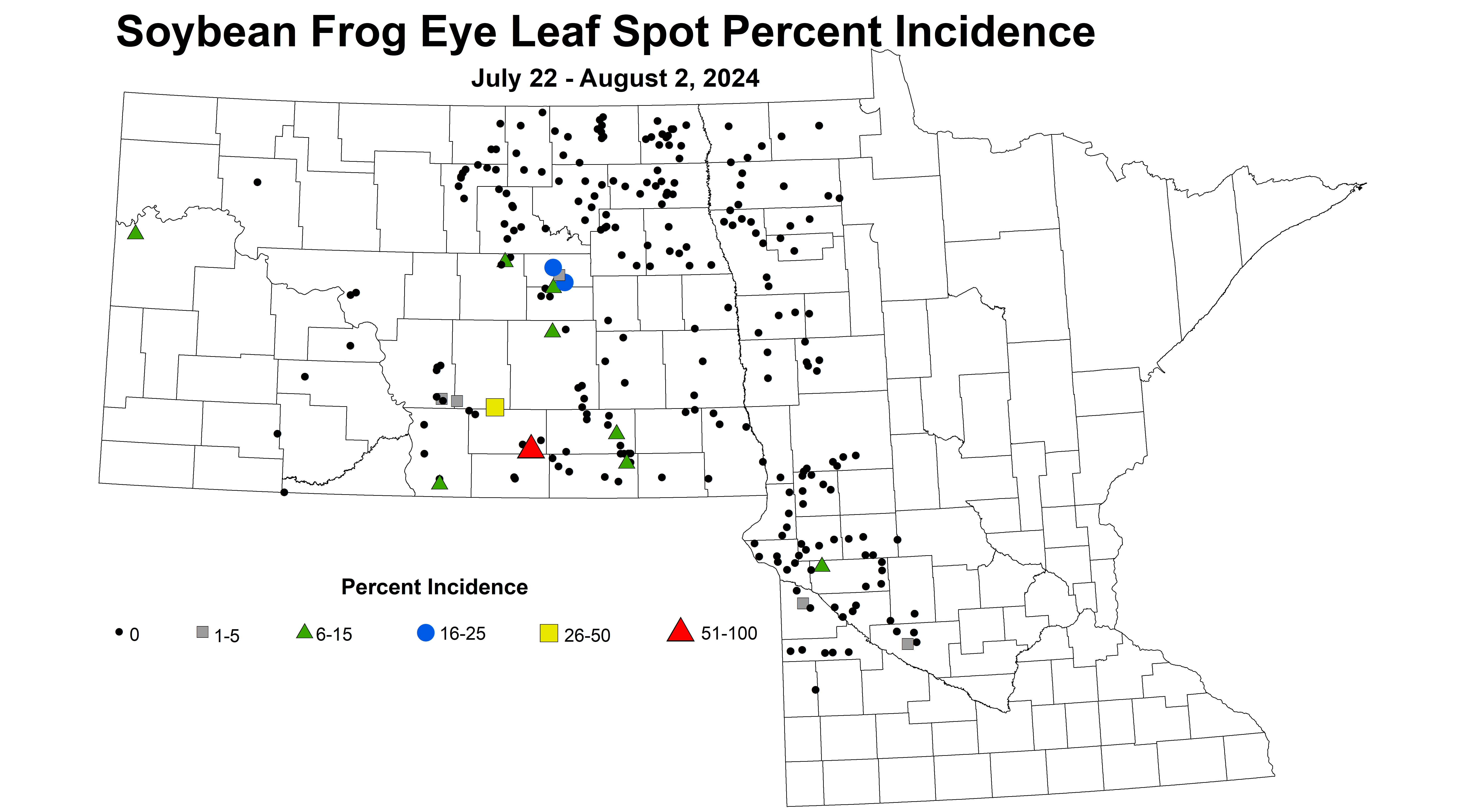 soybean frog eye leaf spot incidence July 22 - August 2 2024