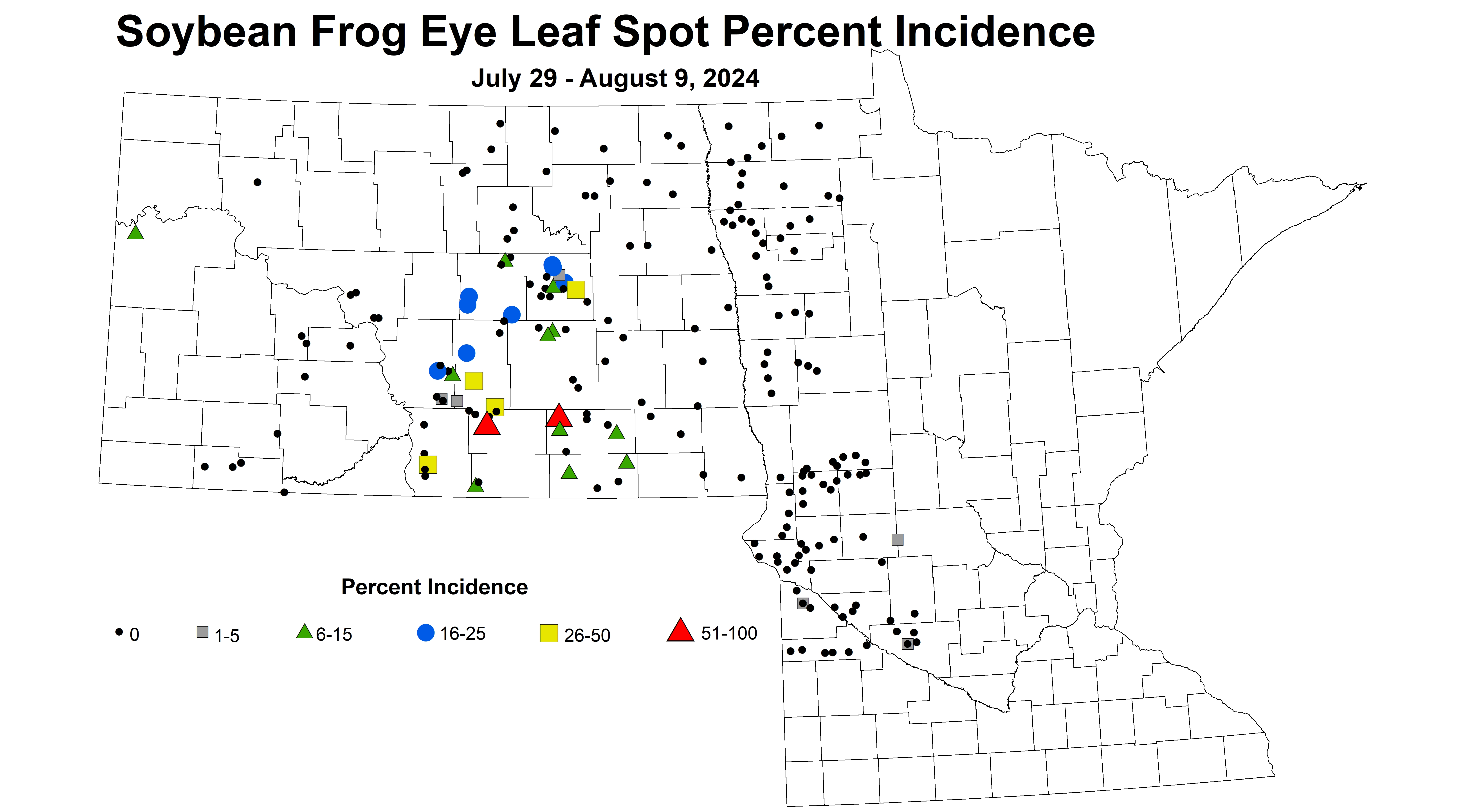 soybean frog eye leaf spot incidence July 29 - August 9 2024