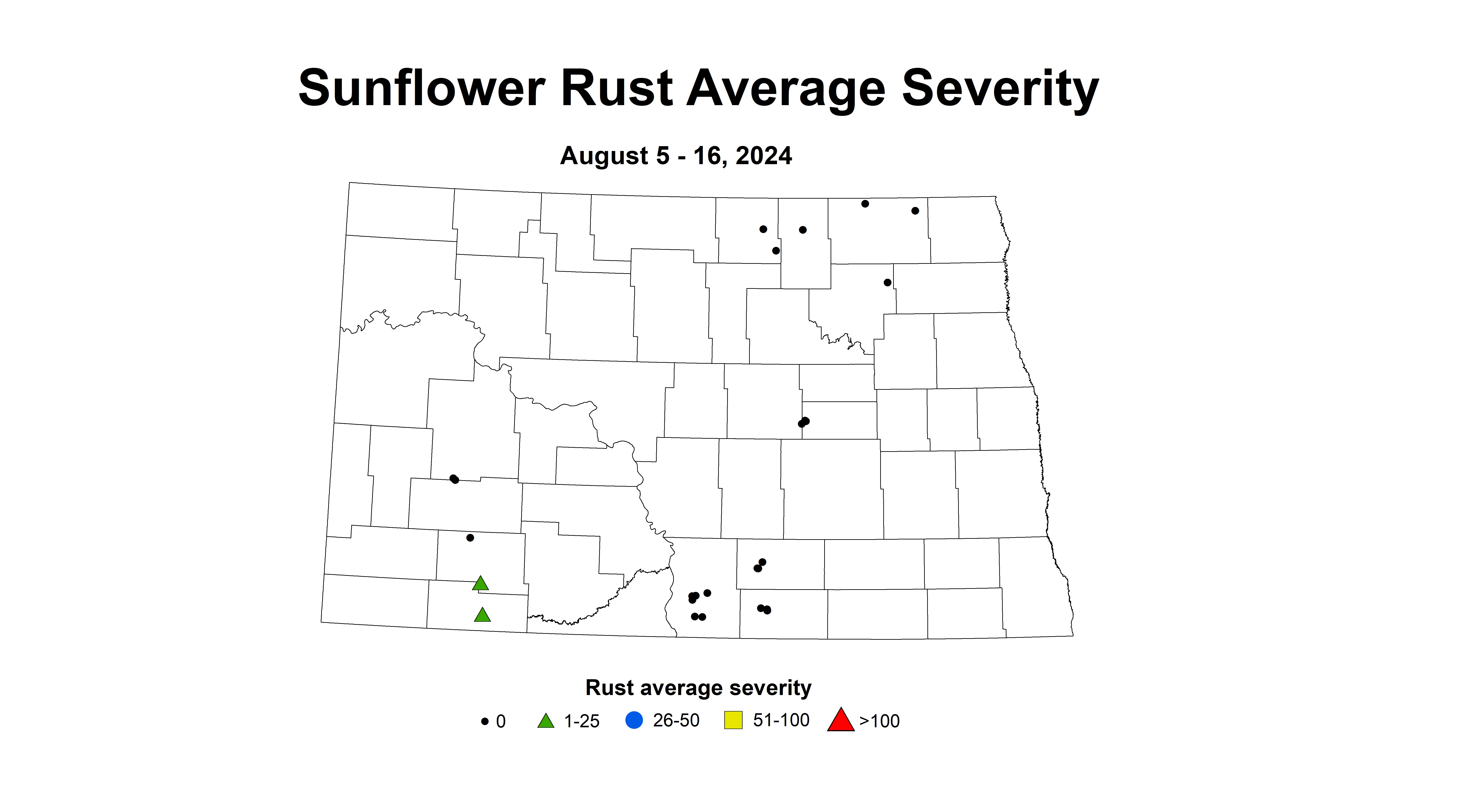 sunflower rust severity August 5-16 2024