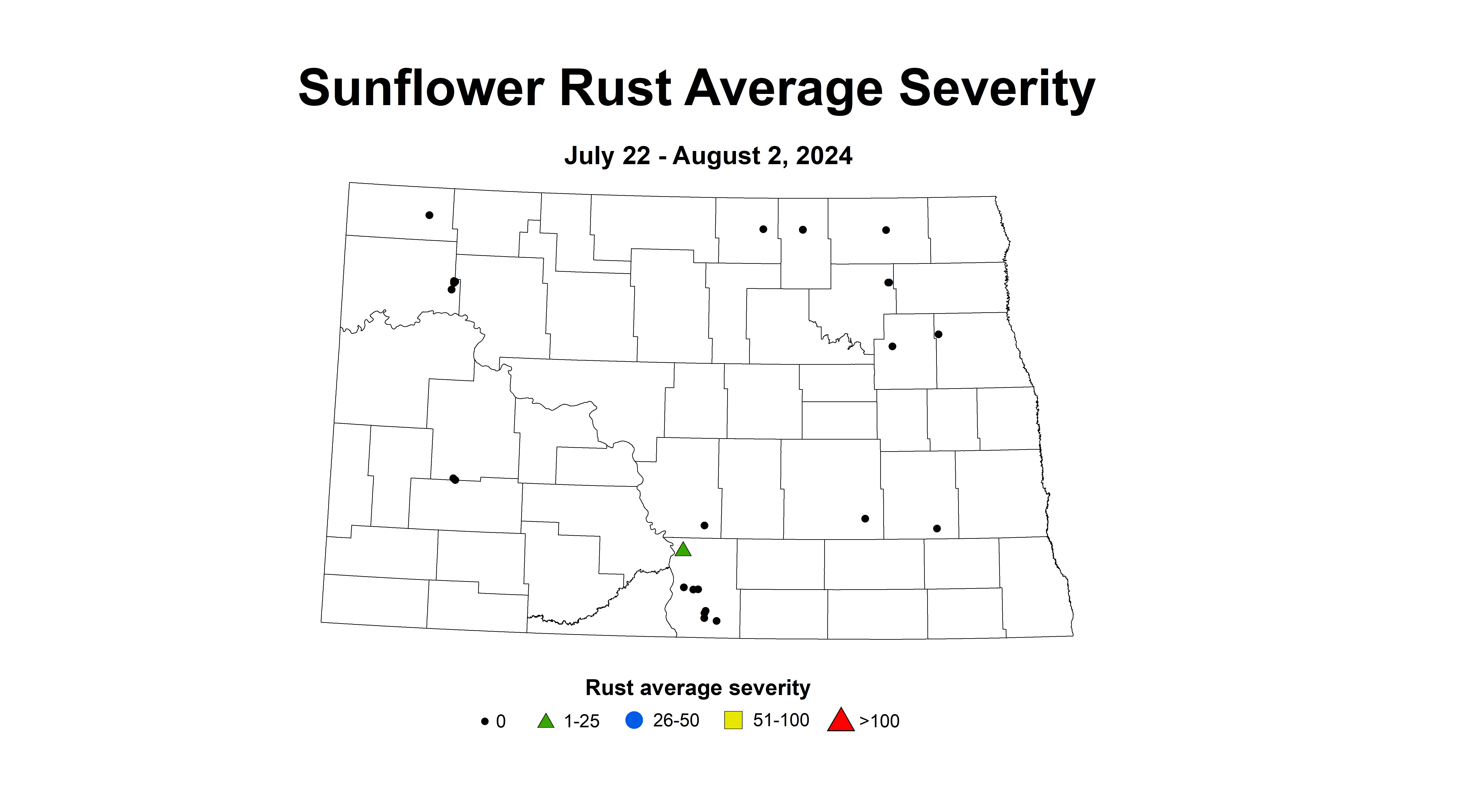 sunflower rust severity July 22 - August 2 2024