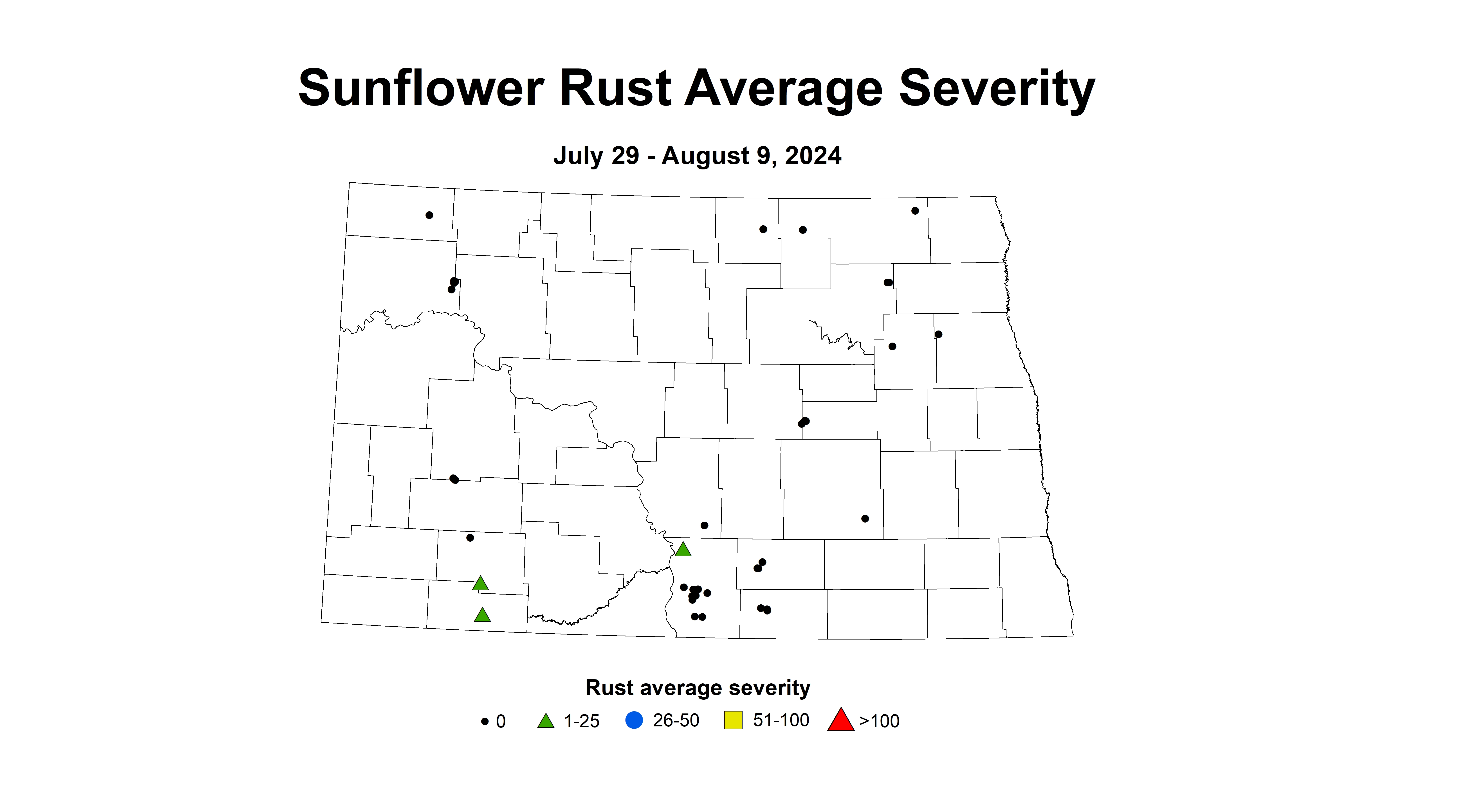 sunflower rust severity July 29 - August 9 2024