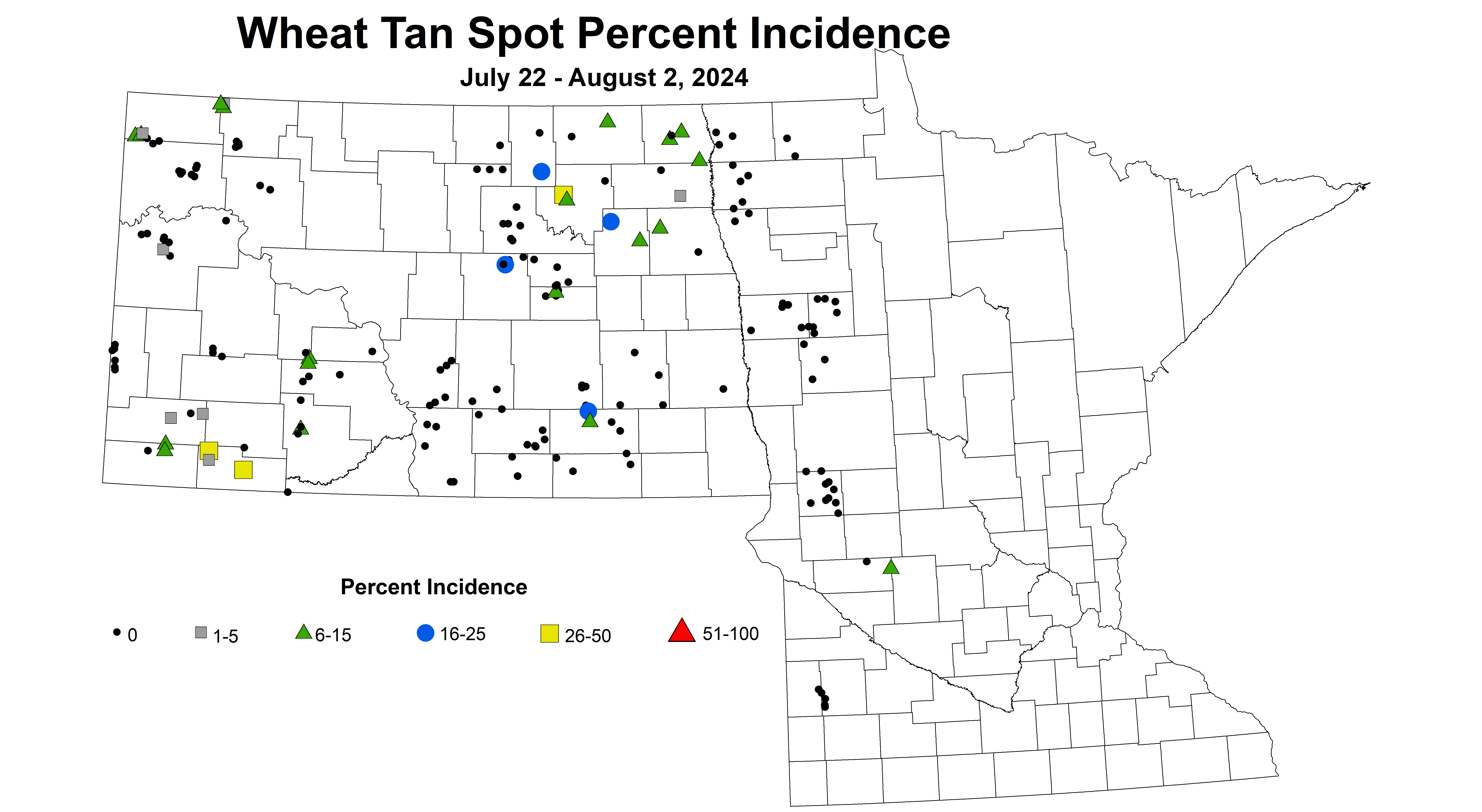 wheat tan spot incidence July 22 - August 2 2024