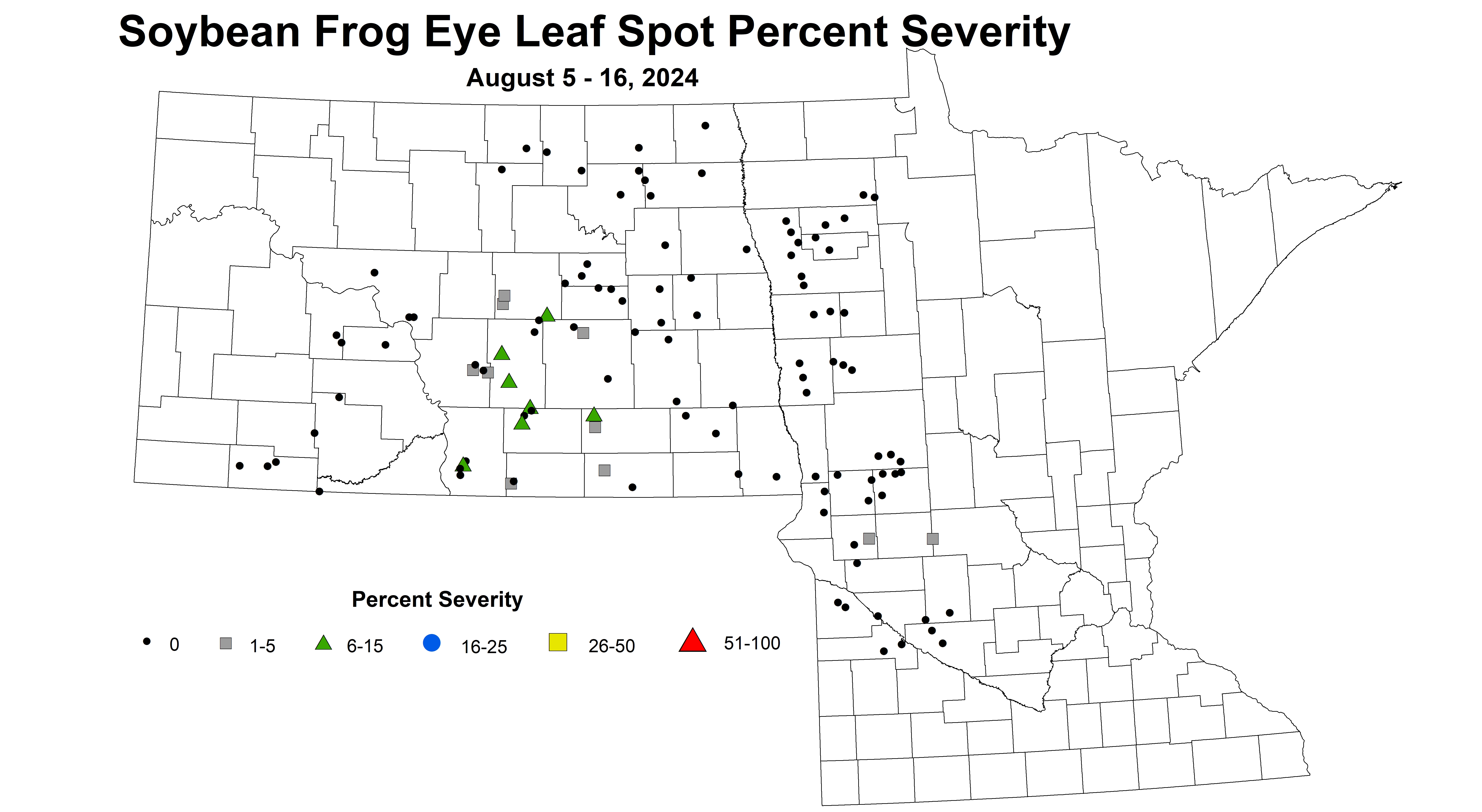 corrected soybean frog eye leaf spot severity August 5-16 2024