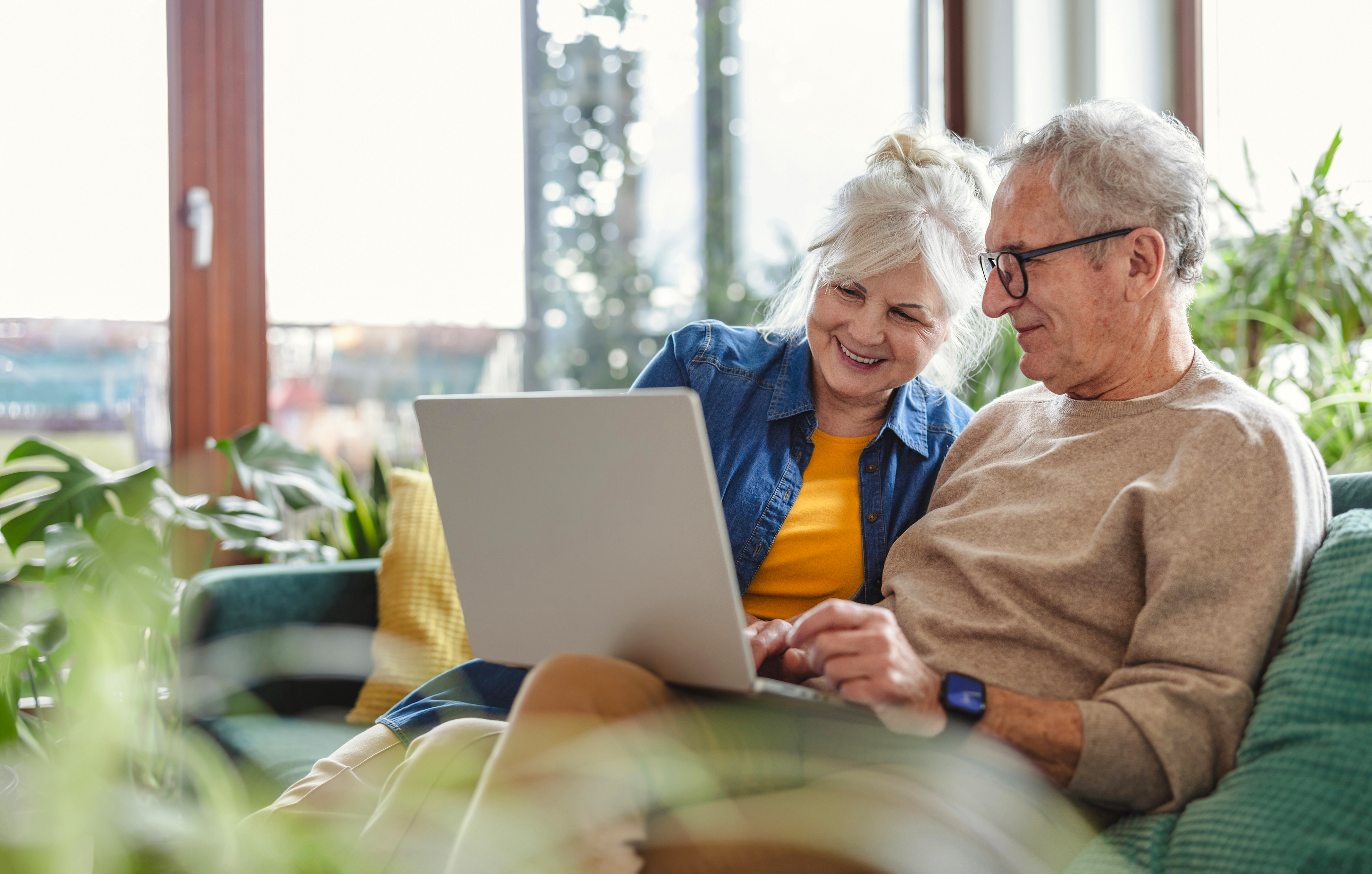 Older adults on laptop