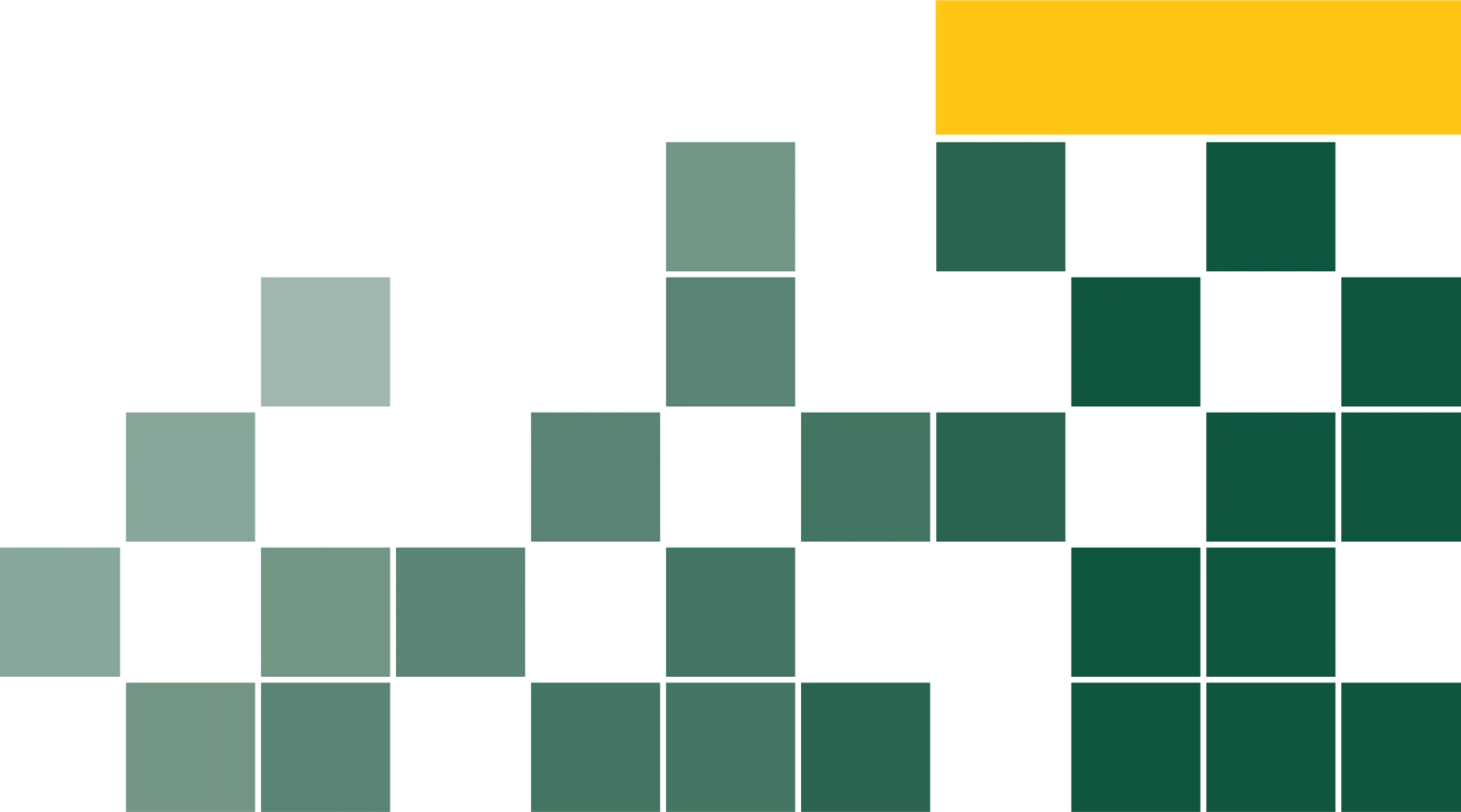 A graphic features dark green blocks mixed with light gray blocks, topped on the right side by a narrow gold rectangle.