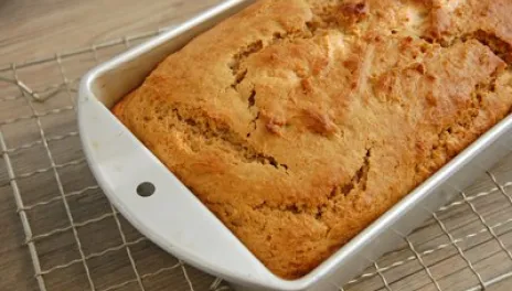 A loaf if peanut bread in a pan