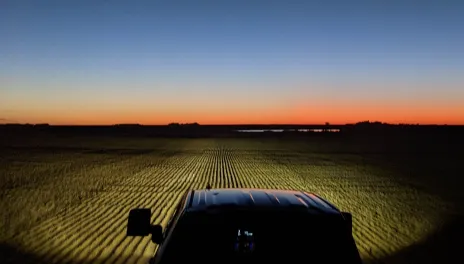 Sunset on a harvested field.