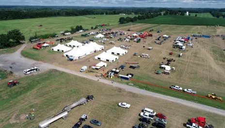 An aerial view of the 2024 North American Manure Expo grounds near Auburn, NY. 