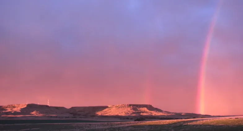 sunset with rainbow 