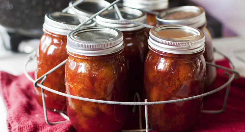 jars in canner insert on towel