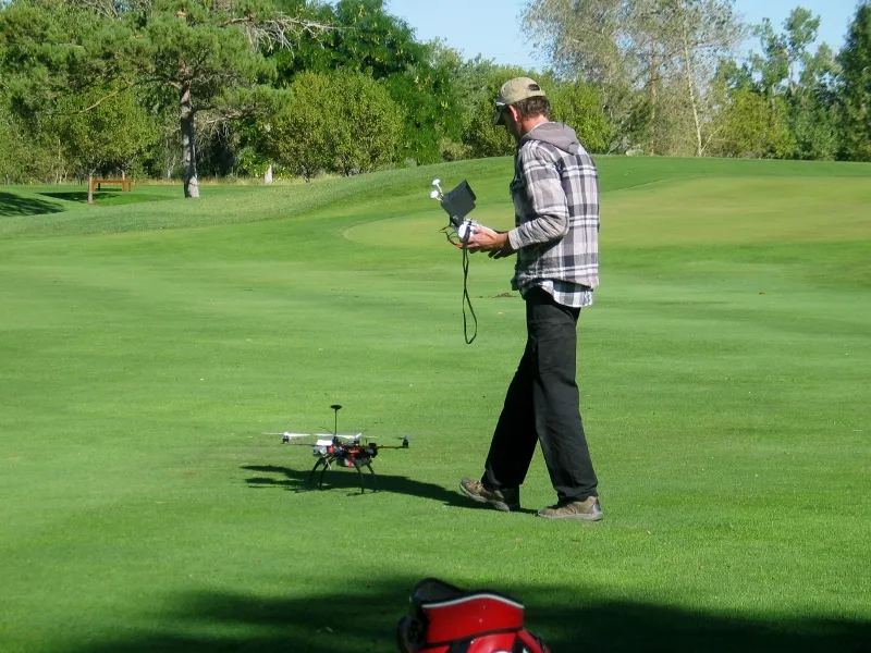 Using a drone on a golf course