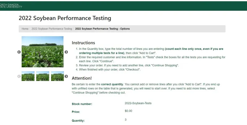 Soybean testing form page 1