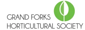 Logo with white leaf outline and green background readsThe Grand Forks Horticulture Society