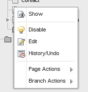 CMS context menu