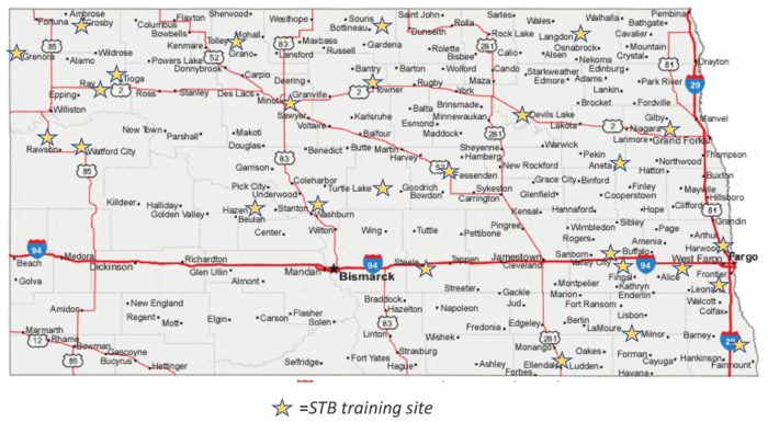 Map with STB training sites 