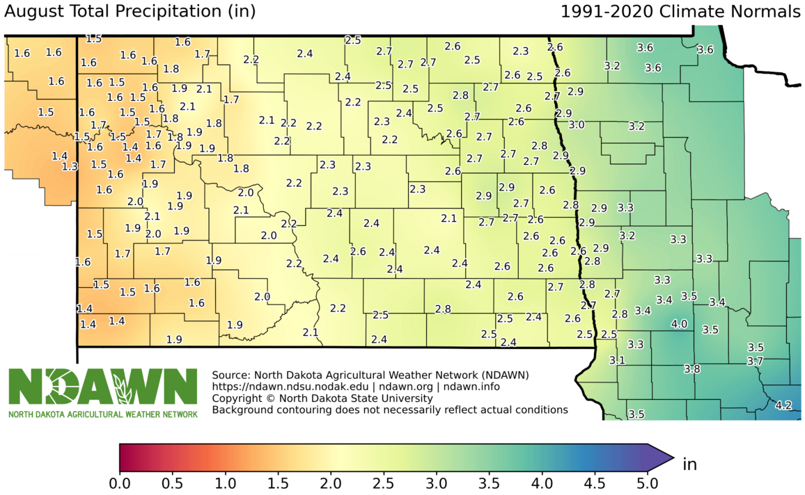 1991-2020 August Normal Precipitation 