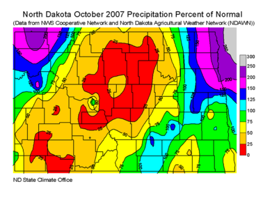 October Percent Of Normal Precipitation