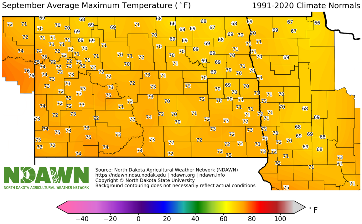 1990-2020 September Normal Maximum Temperature