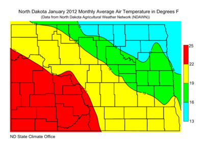 North Dakota Temperature Map 2012 | North Dakota State Climate Office | NDSU