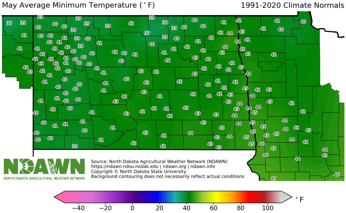 1991-2020 May Normal Minimum Temperature