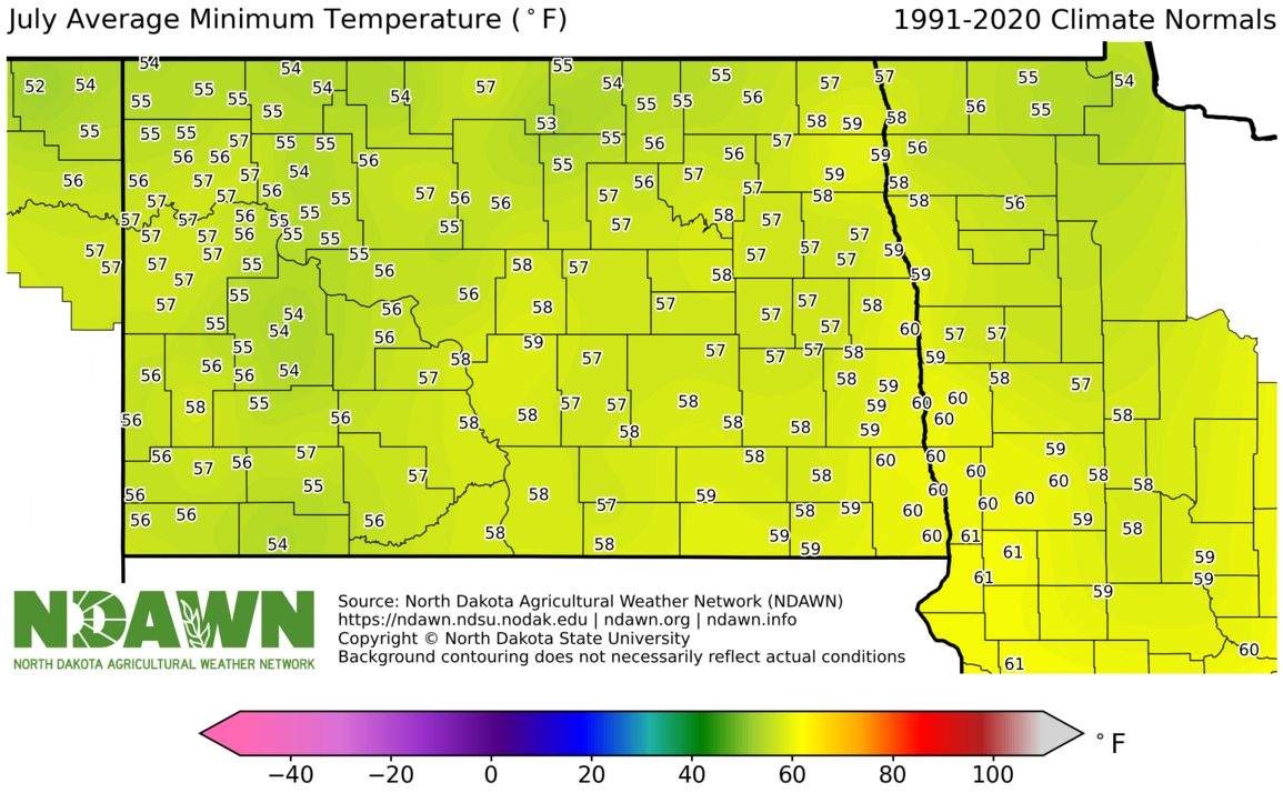 1991-2020 July Normal Minimum Temperature