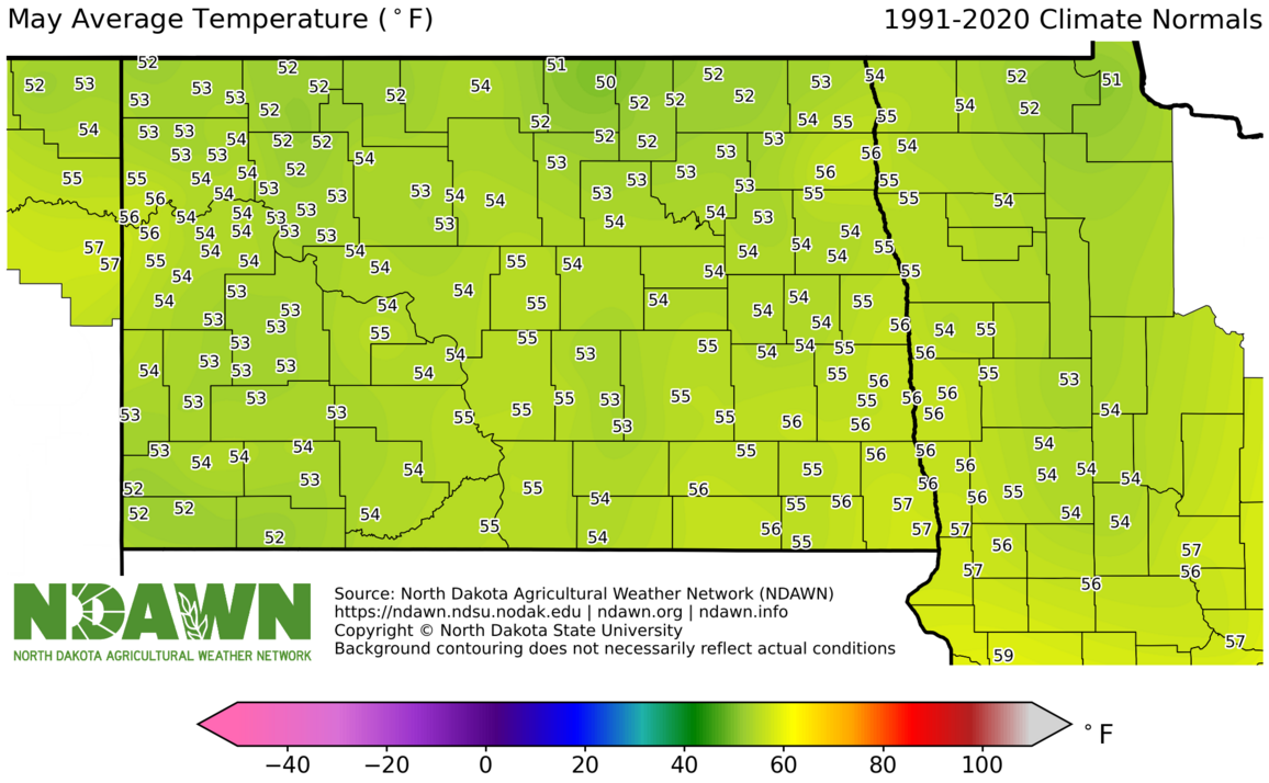 1991-2020 May Normal Average Temperature