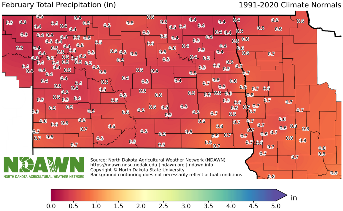 1991-2020 February Normal Precipitation 