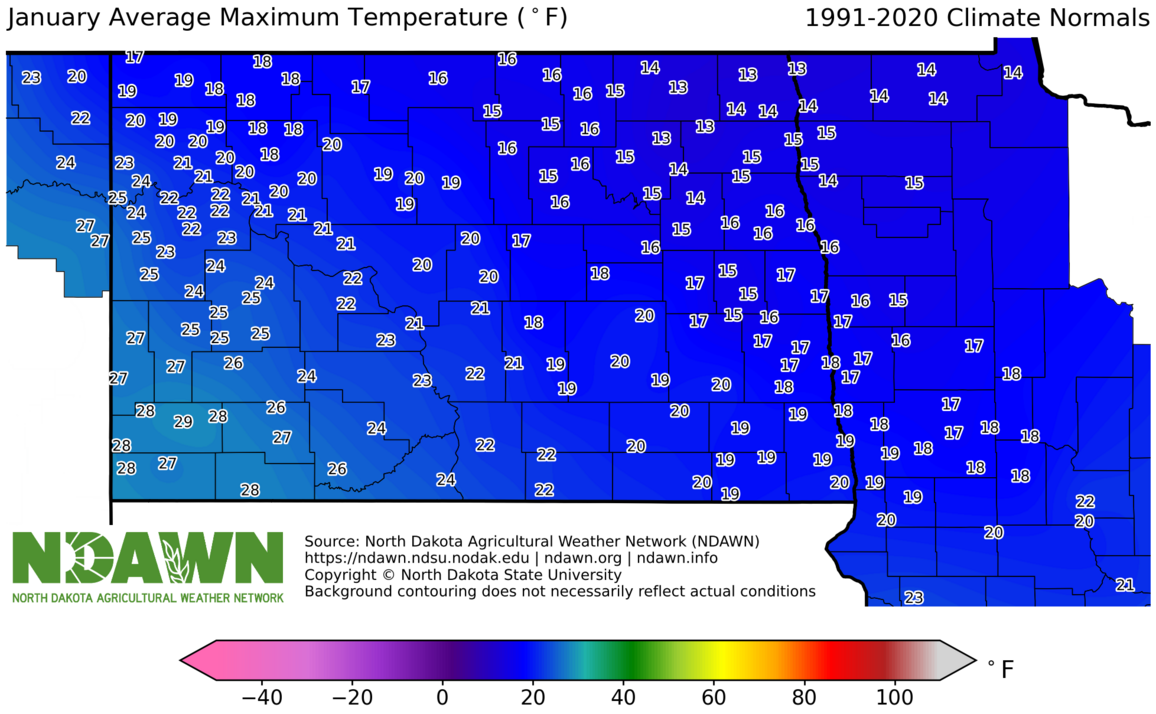 1990-2020 January Normal Maximum Temperature