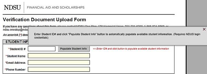 Submitting Verification Forms One Stop Ndsu