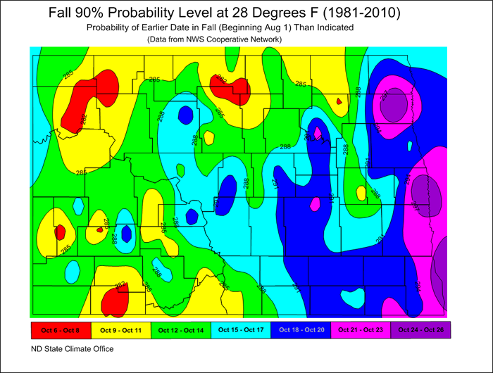 Fall Frost North Dakota State Climate Office NDSU